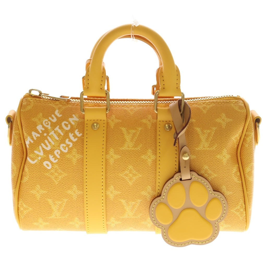 LOUIS VUITTON(ルイヴィトン) モノグラム・ヘリテージ キーポルバンドリエール25 2WAYバッグ ハンドバッグ ショルダーバッグ ミニボストンバッグ イエロー レザー×PVC M13166 ゴールド金具 レディース