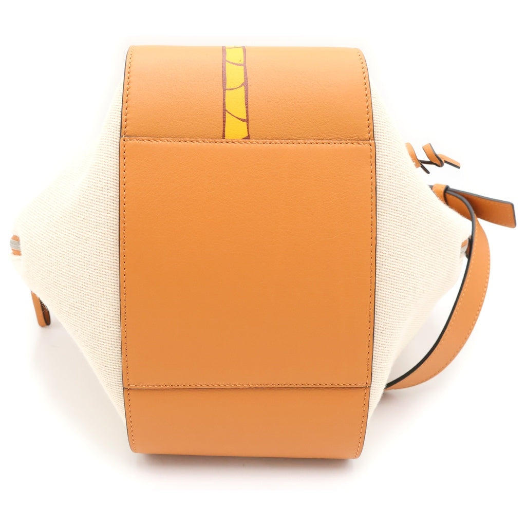 LOEWE(ロエベ) ×KEN PRICE ケンプライス ハンモック スモール キャンバス レザー 2WAY ハンド ショルダーバッグ ブラウン/ベージュ シルバー金具 レディース
