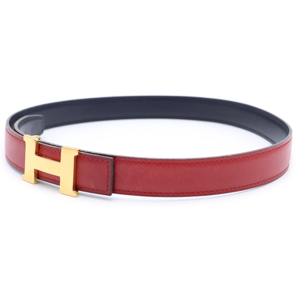 HERMES(エルメス) コンスタンス レザーベルト レッド×ブラック ボックスカーフ #70 S □A刻印 ゴールド金具 レディース