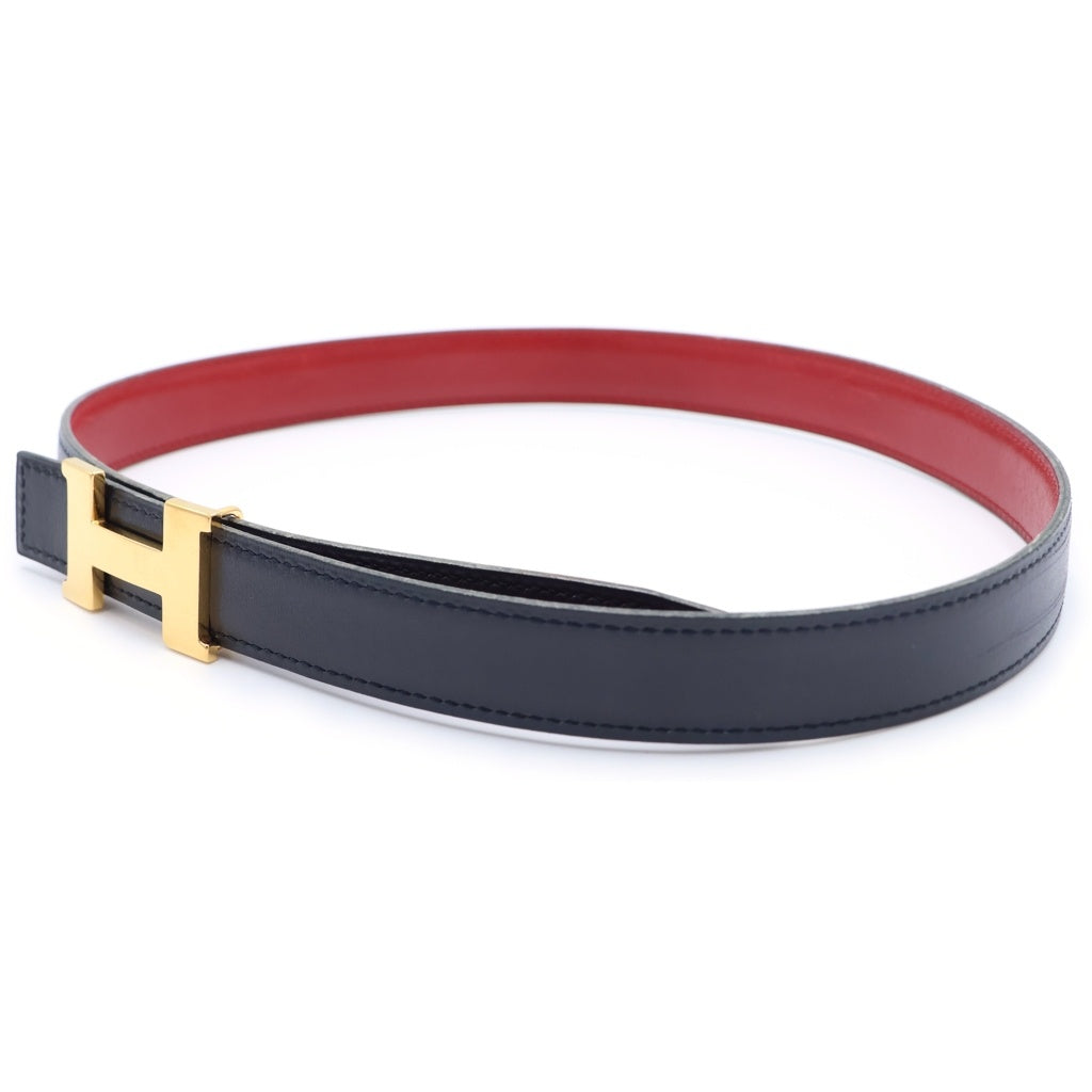 HERMES(エルメス) コンスタンス レザーベルト レッド×ブラック ボックスカーフ #70 S □A刻印 ゴールド金具 レディース