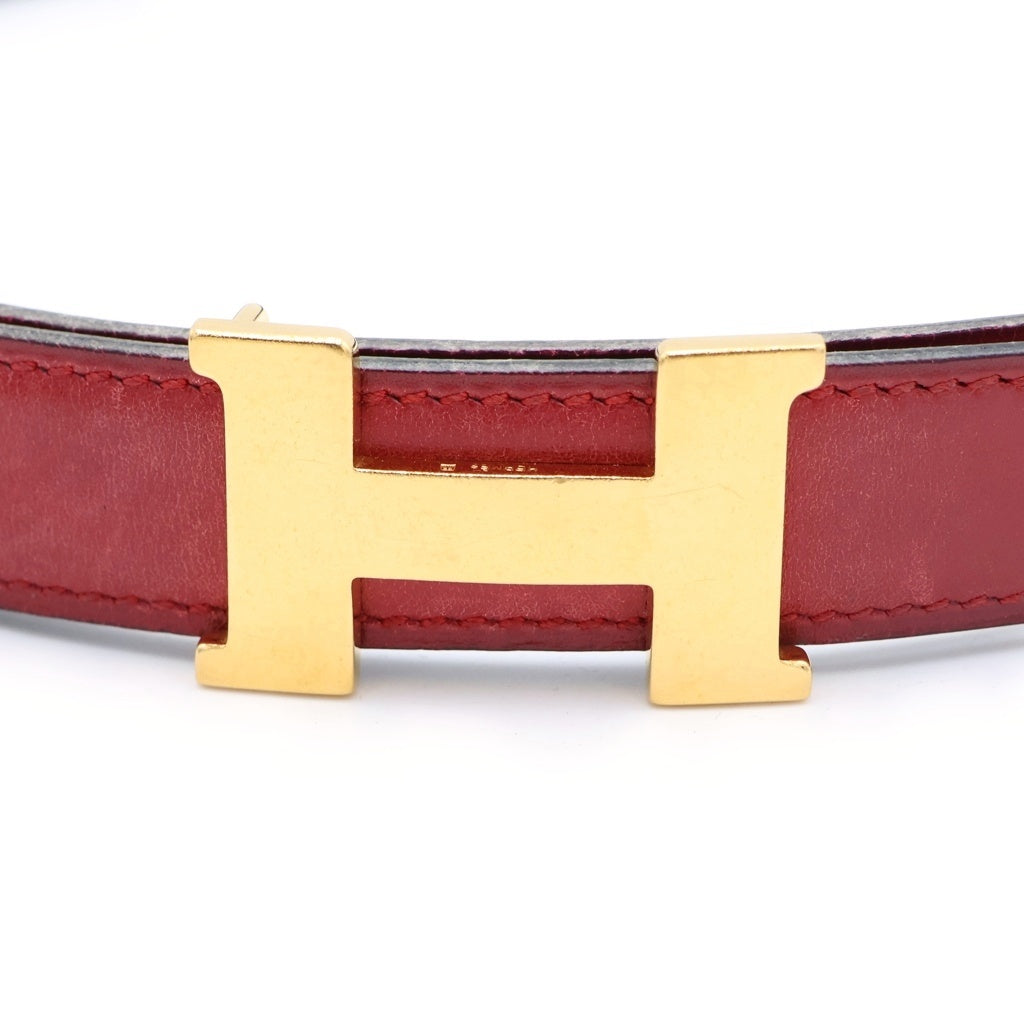 HERMES(エルメス) コンスタンス レザーベルト レッド×ブラック ボックスカーフ #70 S □A刻印 ゴールド金具 レディース
