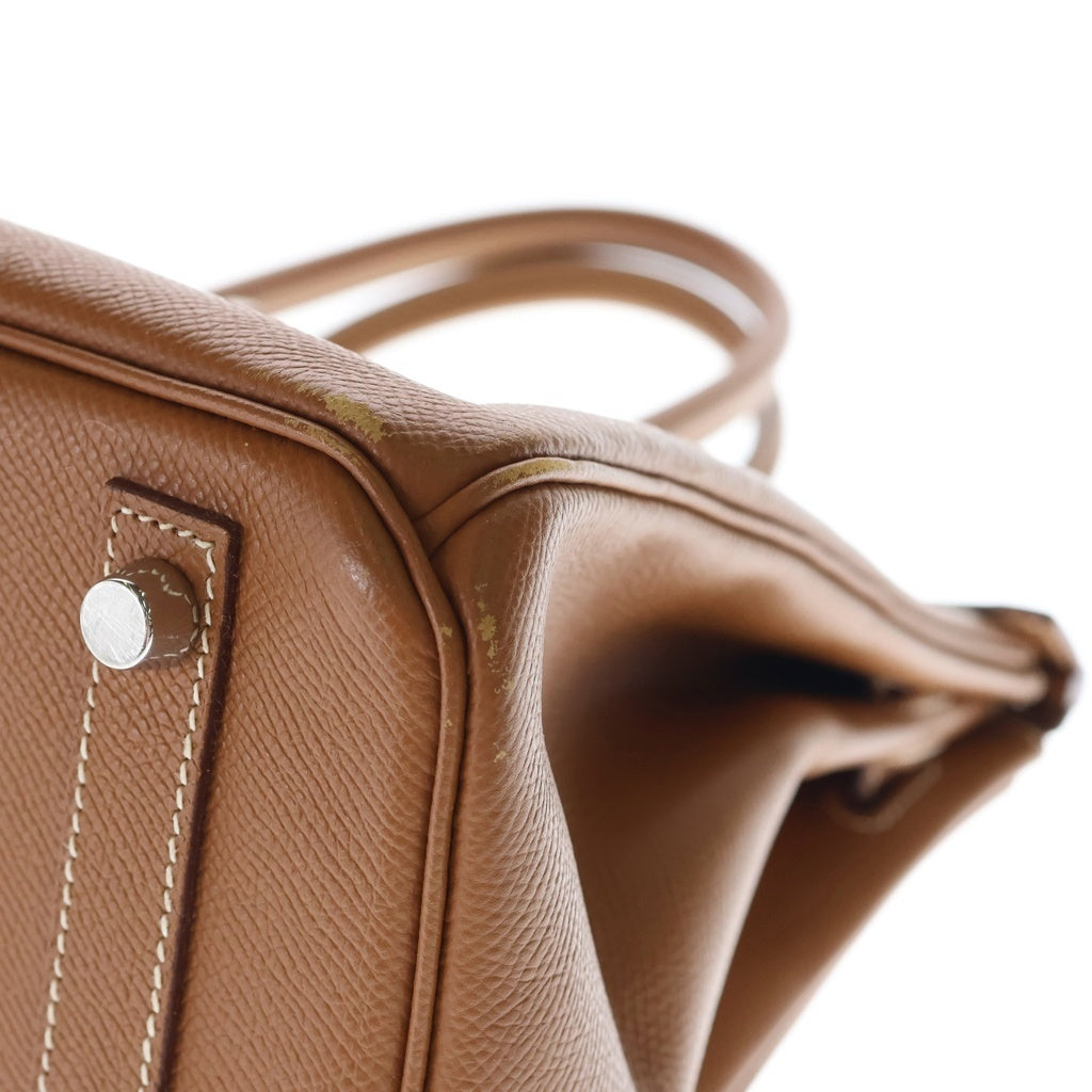 HERMES(エルメス) バーキン30 ゴールド エプソン ハンドバッグ トートバッグ □K刻印 シルバー金具 レディース