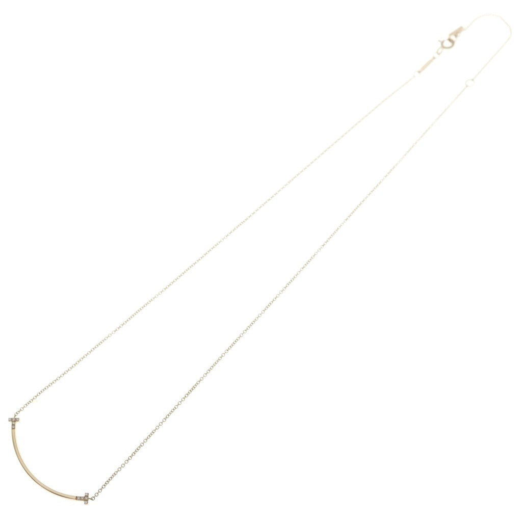 TIFFANY & Co.(ティファニー) Tスマイル スモール ダイヤ ネックレス ペンダント チェーン ピンクゴールド 750/PG 2.9g レディース