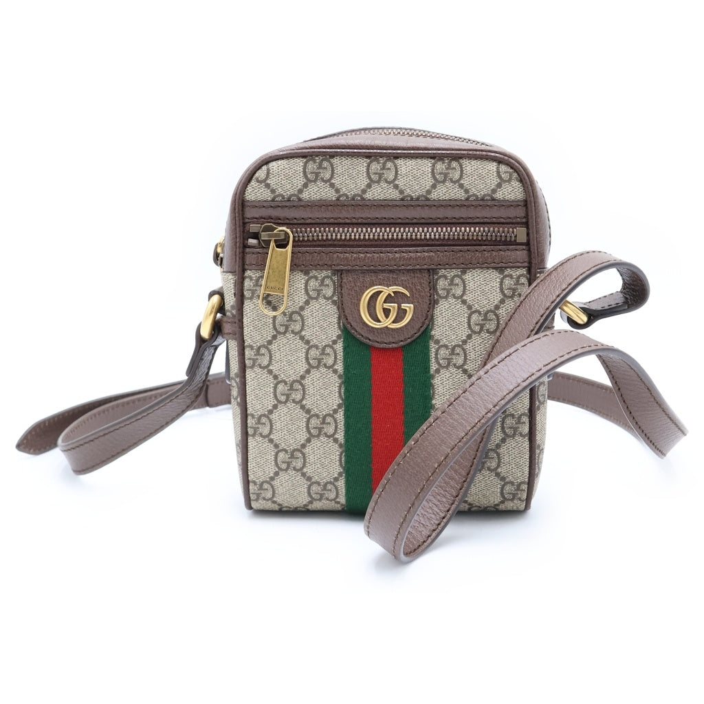 GUCCI(グッチ) GGマーモント オフィディア ショルダーバッグ ミニバッグ ベージュ×ブラウン レザー 735403 ゴールド金具 レディース