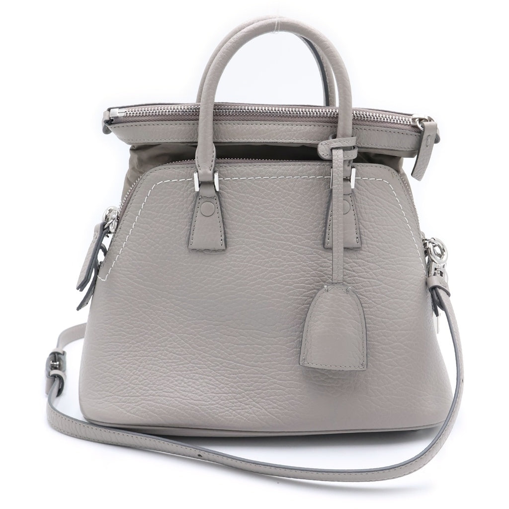 Maison Margiela(メゾンマルジェラ) 5AC 2wayショルダーバッグ ハンドバッグ グレージュ レザー シルバー金具 レディース