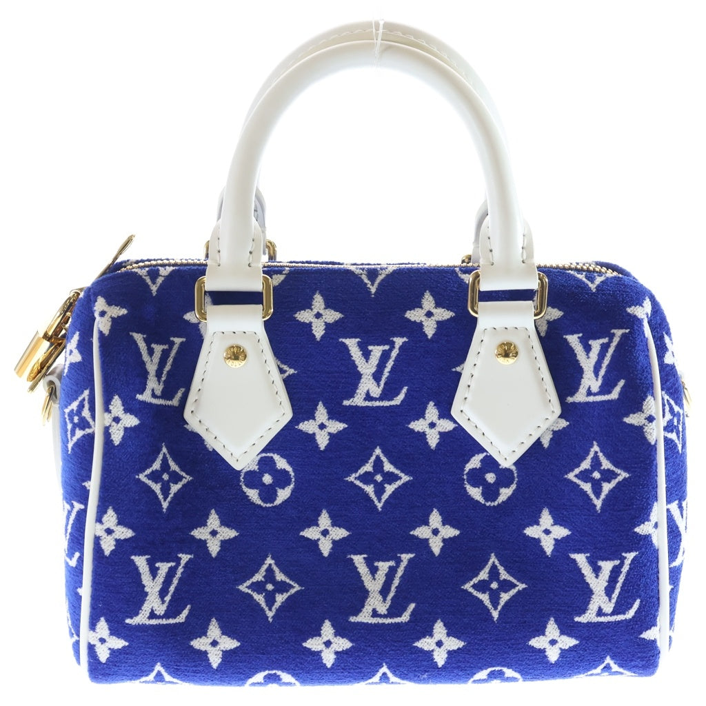 LOUIS VUITTON(ルイヴィトン) LVマッチ スピーディバンドリエール 20 2WAYバッグ ハンドバッグ ショルダーバッグ ミニボストンバッグ ブルー×ホワイト レザー M20751 ゴールド金具 レディース