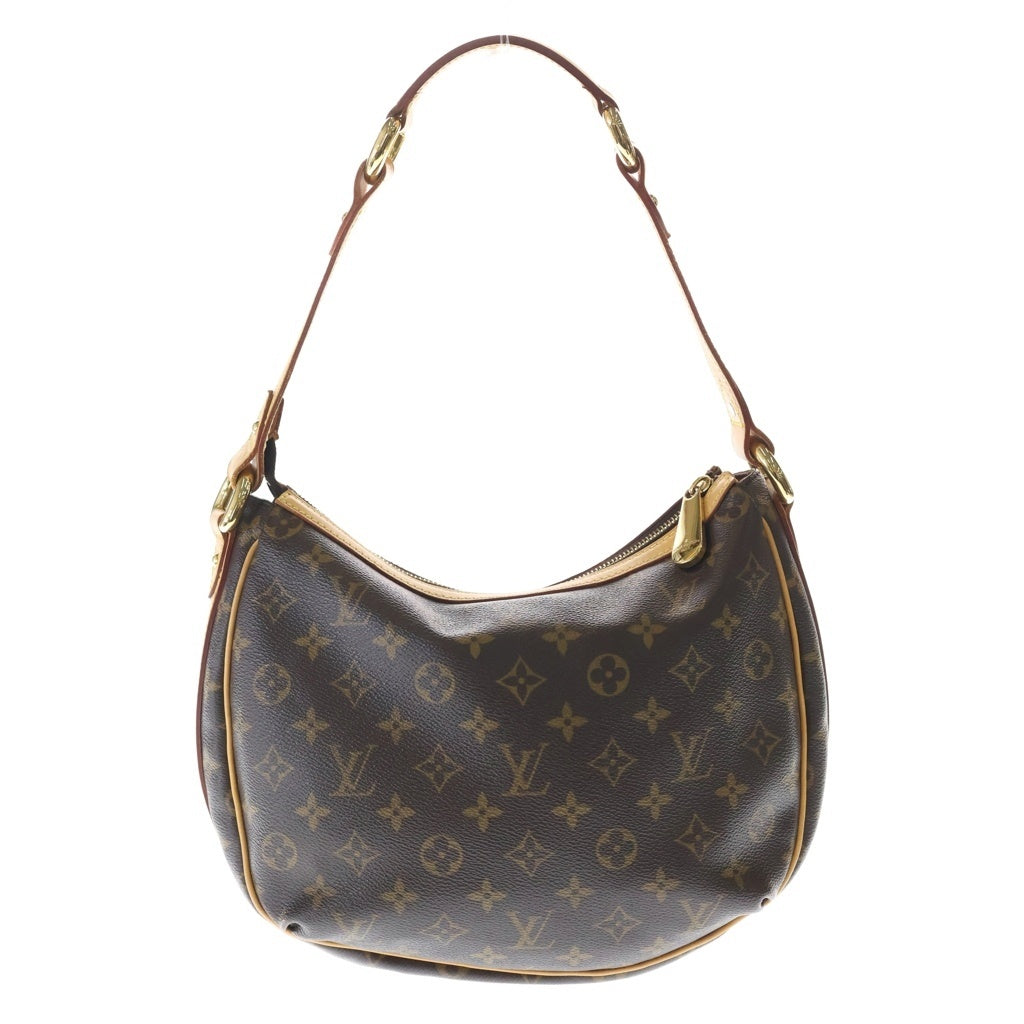 LOUIS VUITTON(ルイヴィトン) モノグラム トゥラムGM ショルダーバッグ ブラウン レザー×PVC M40075 ゴールド金具 レディース