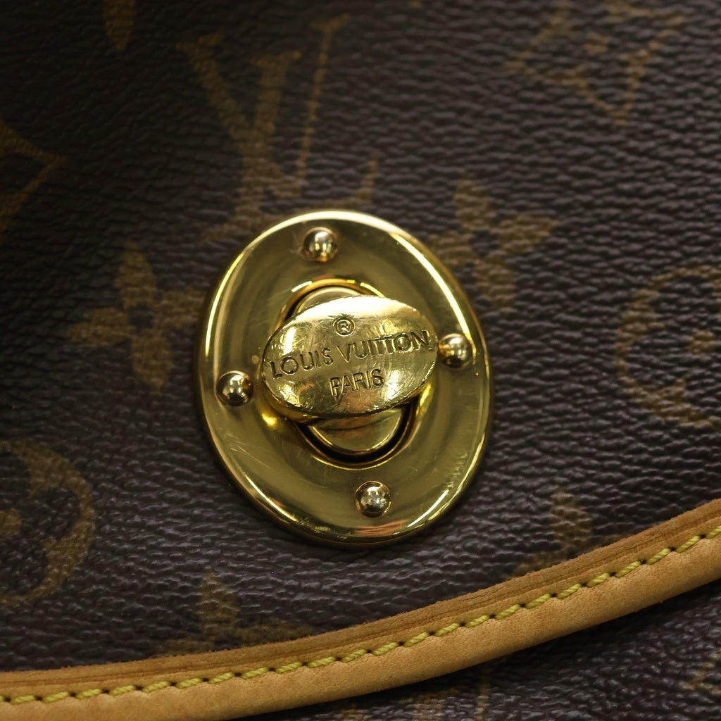 LOUIS VUITTON(ルイヴィトン) モノグラム トゥラムGM ショルダーバッグ ブラウン レザー×PVC M40075 ゴールド金具 レディース