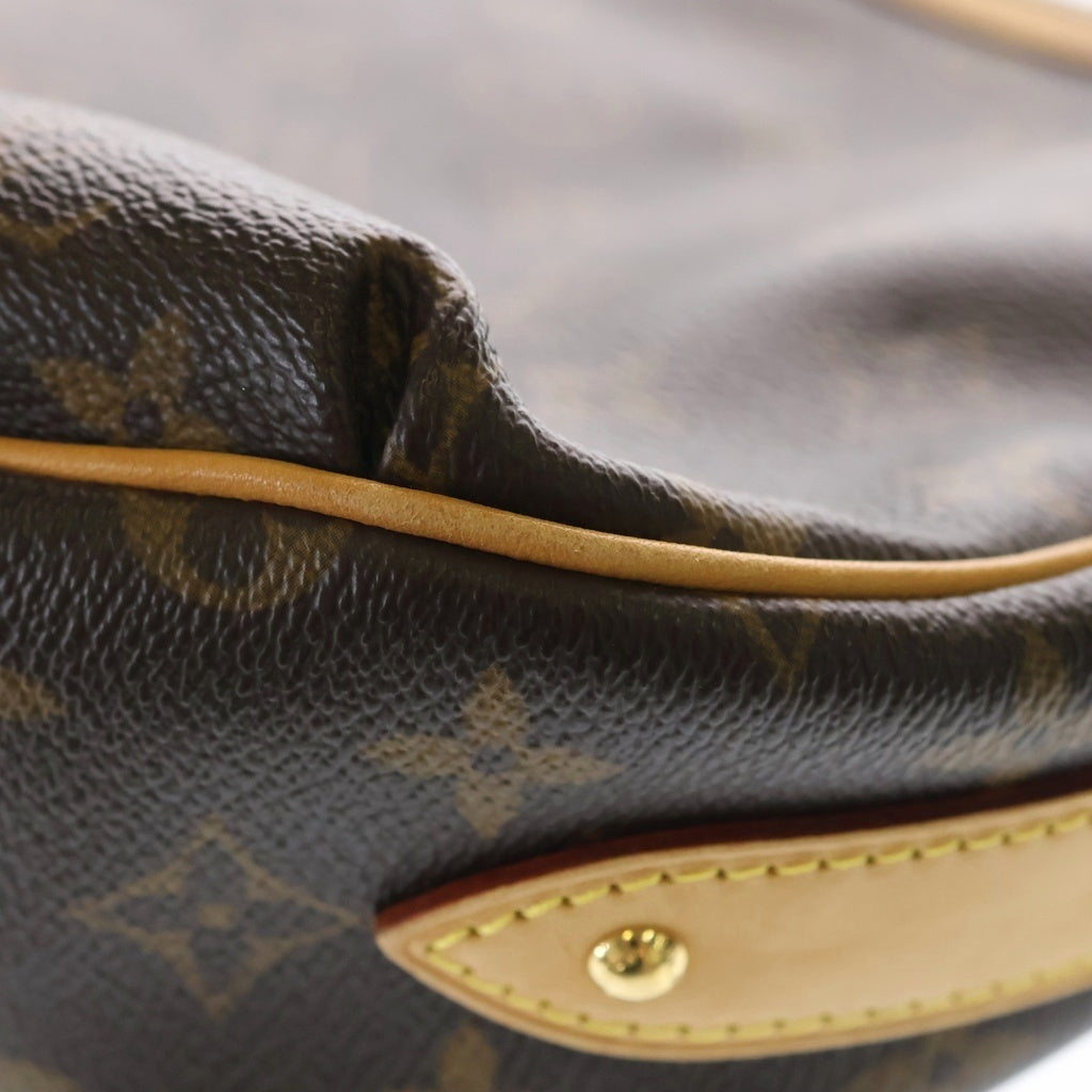 LOUIS VUITTON(ルイヴィトン) モノグラム トゥラムGM ショルダーバッグ ブラウン レザー×PVC M40075 ゴールド金具 レディース