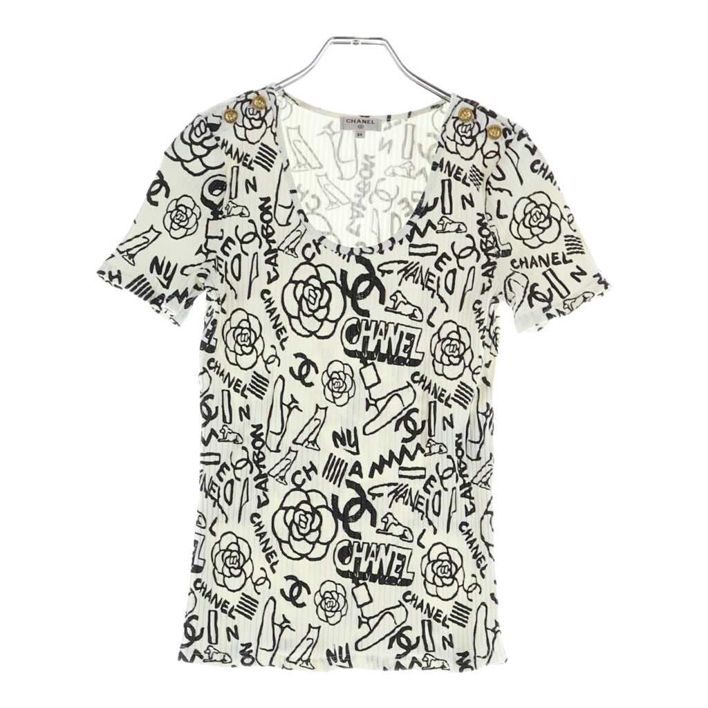 CHANEL(シャネル) ココマーク カメリア グラフィックTシャツ ホワイト コットン #34 P61888V47215 レディース
