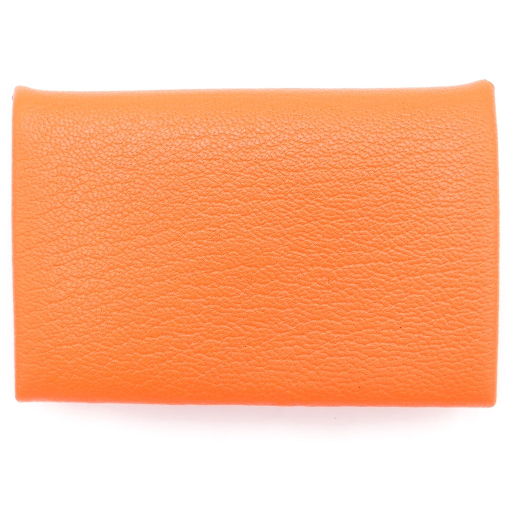 HERMES(エルメス) カルヴィデュオコンパクト 二つ折り財布 コインケース オレンジ ヴォーエプソン A刻印 シルバー金具 レディース