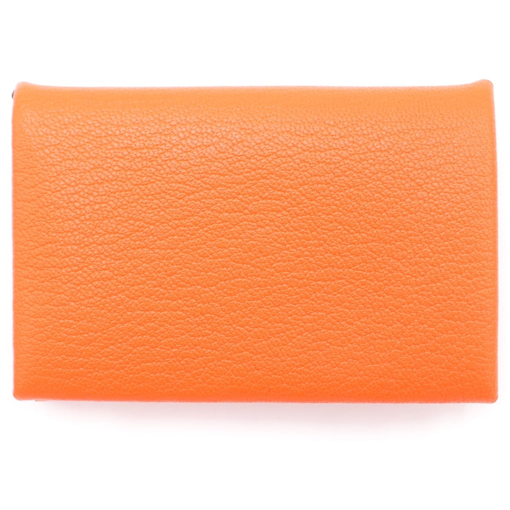 HERMES(エルメス) カルヴィデュオコンパクト 二つ折り財布 コインケース オレンジ ヴォーエプソン A刻印 シルバー金具 レディース