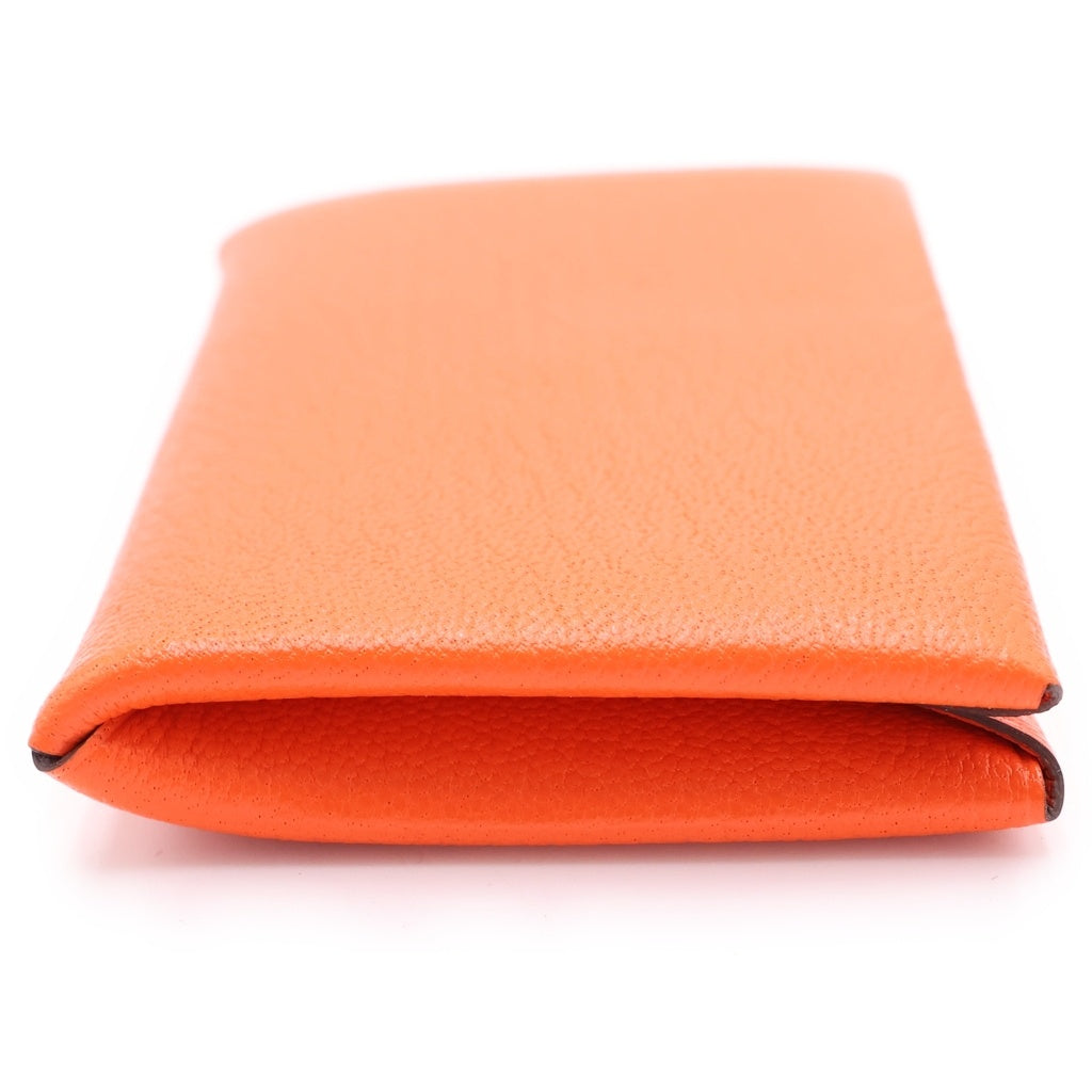 HERMES(エルメス) カルヴィデュオコンパクト 二つ折り財布 コインケース オレンジ ヴォーエプソン A刻印 シルバー金具 レディース
