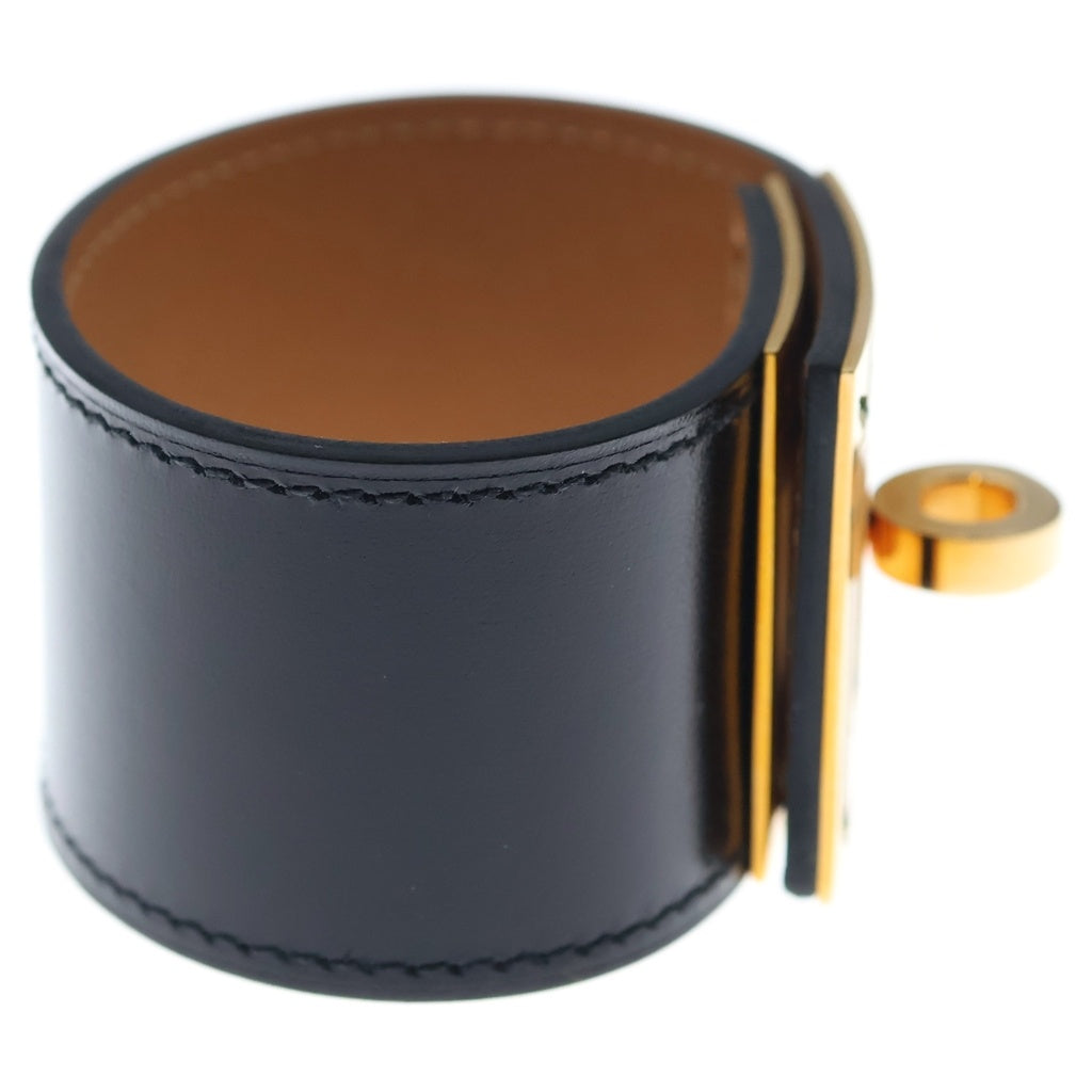 HERMES(エルメス) ケリードッグ ブレスレット ブラック レザー ゴールド金具 Y刻印 レディース