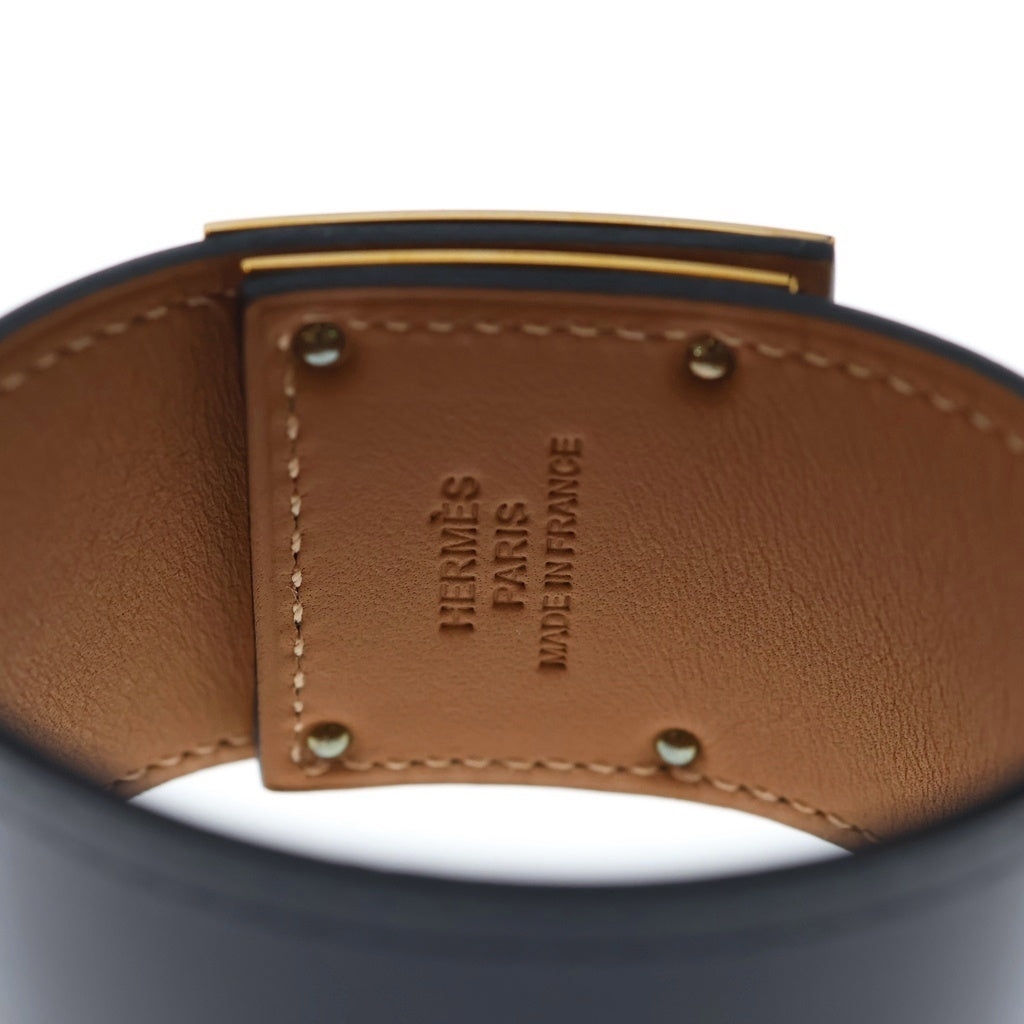 HERMES(エルメス) ケリードッグ ブレスレット ブラック レザー ゴールド金具 Y刻印 レディース