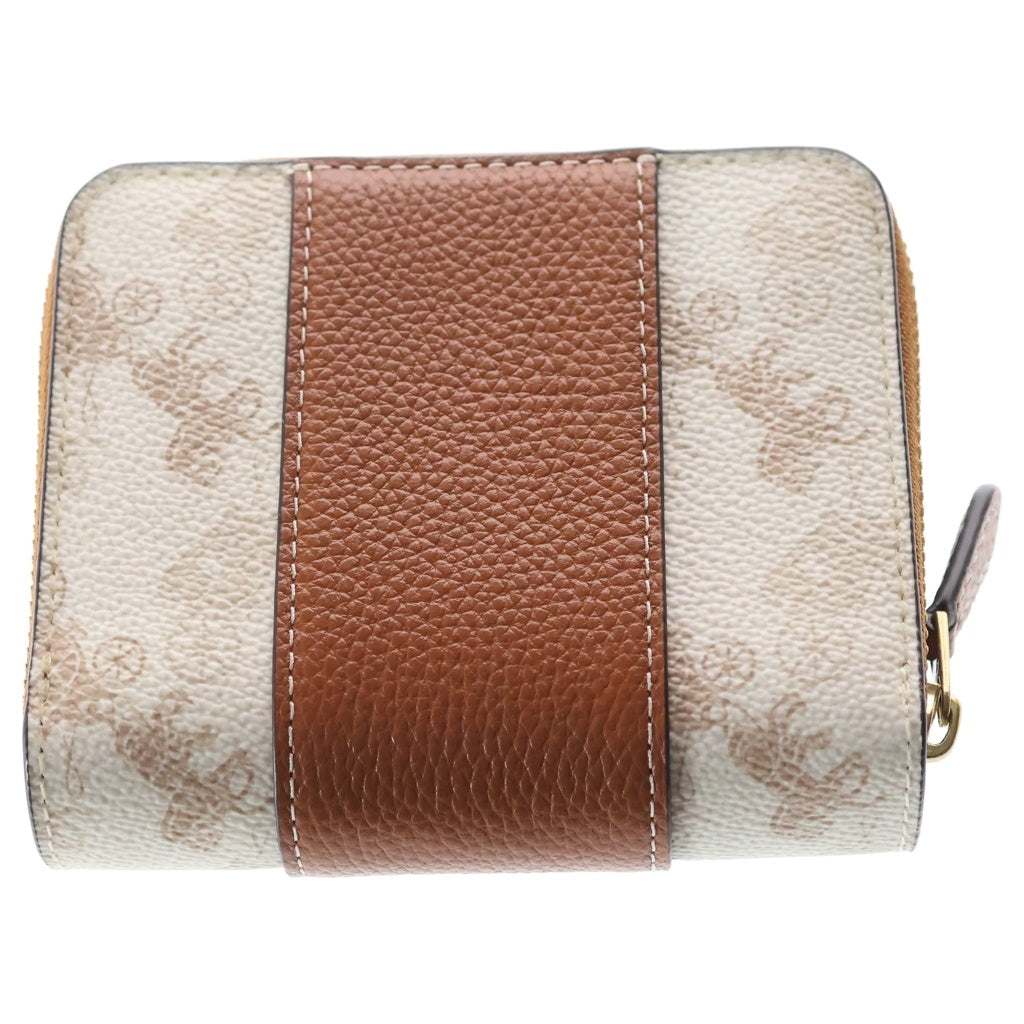 COACH(コーチ) ビルフォールド ウォレット・ホース アンド キャリッジ 二つ折り財布 アイボリー×ブラウン PVC×レザー CR992 B4RGL ゴールド金具 レディース