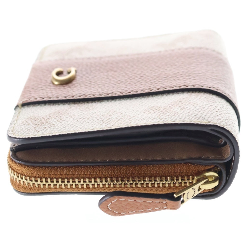 COACH(コーチ) ビルフォールド ウォレット・ホース アンド キャリッジ 二つ折り財布 アイボリー×ブラウン PVC×レザー CR992 B4RGL ゴールド金具 レディース