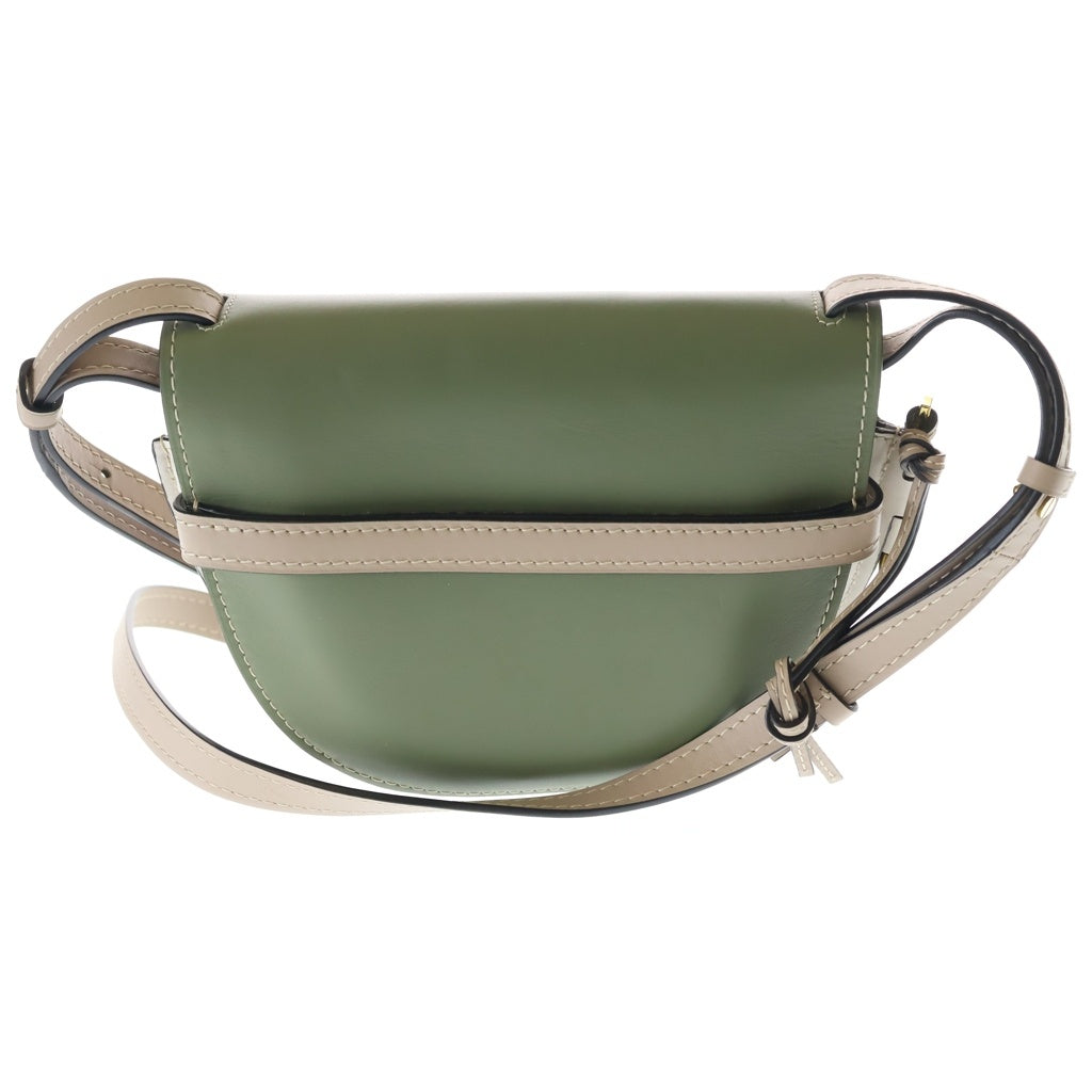 LOEWE(ロエベ) ゲートバッグ スモール ショルダーバッグ グリーン×ホワイト×ベージュ レザー ゴールド金具 レディース