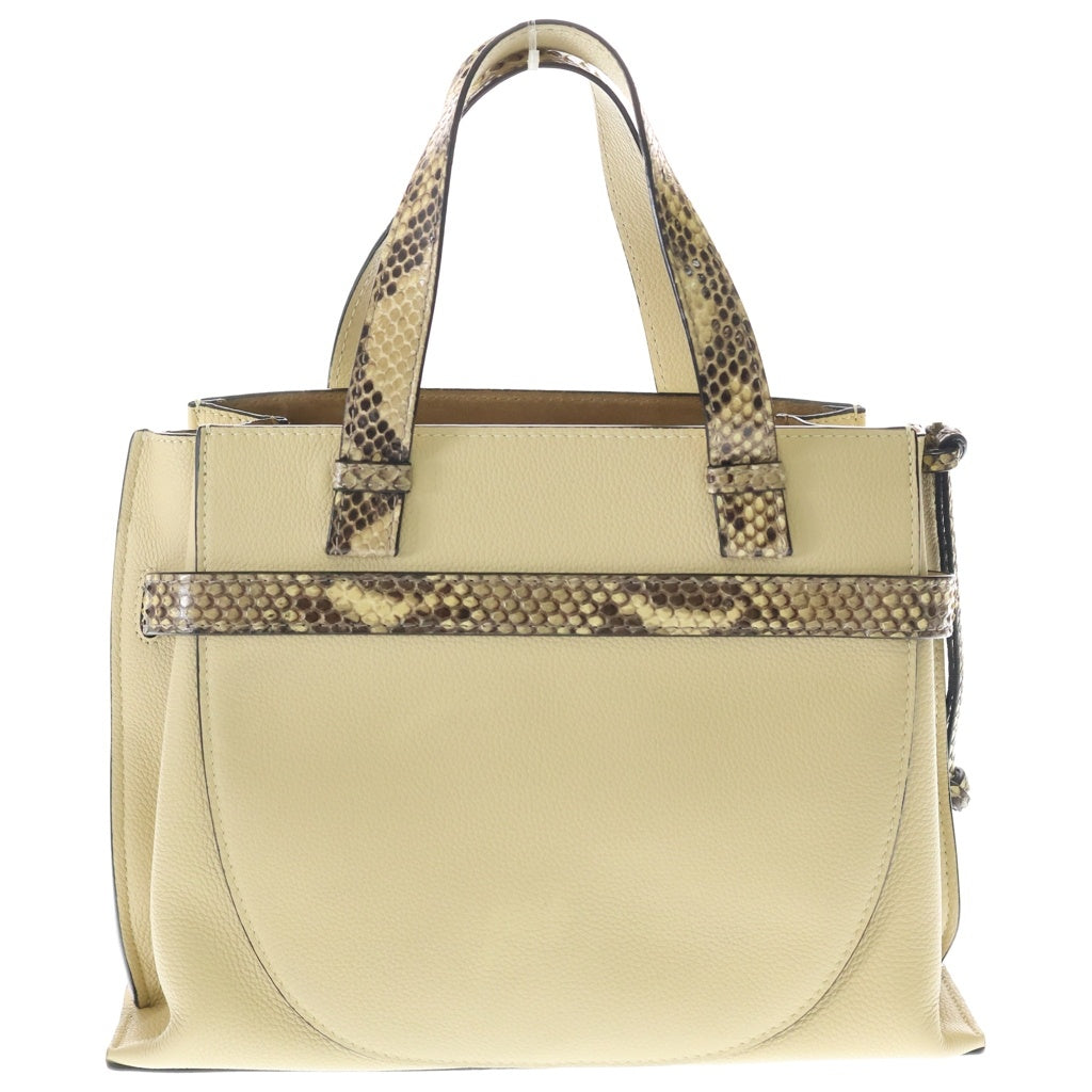 LOEWE(ロエベ) ゲートバッグ 2WAYバッグ ハンドバッグ ショルダーバッグ ベージュ レザー×パイソン ゴールド金具 レディース