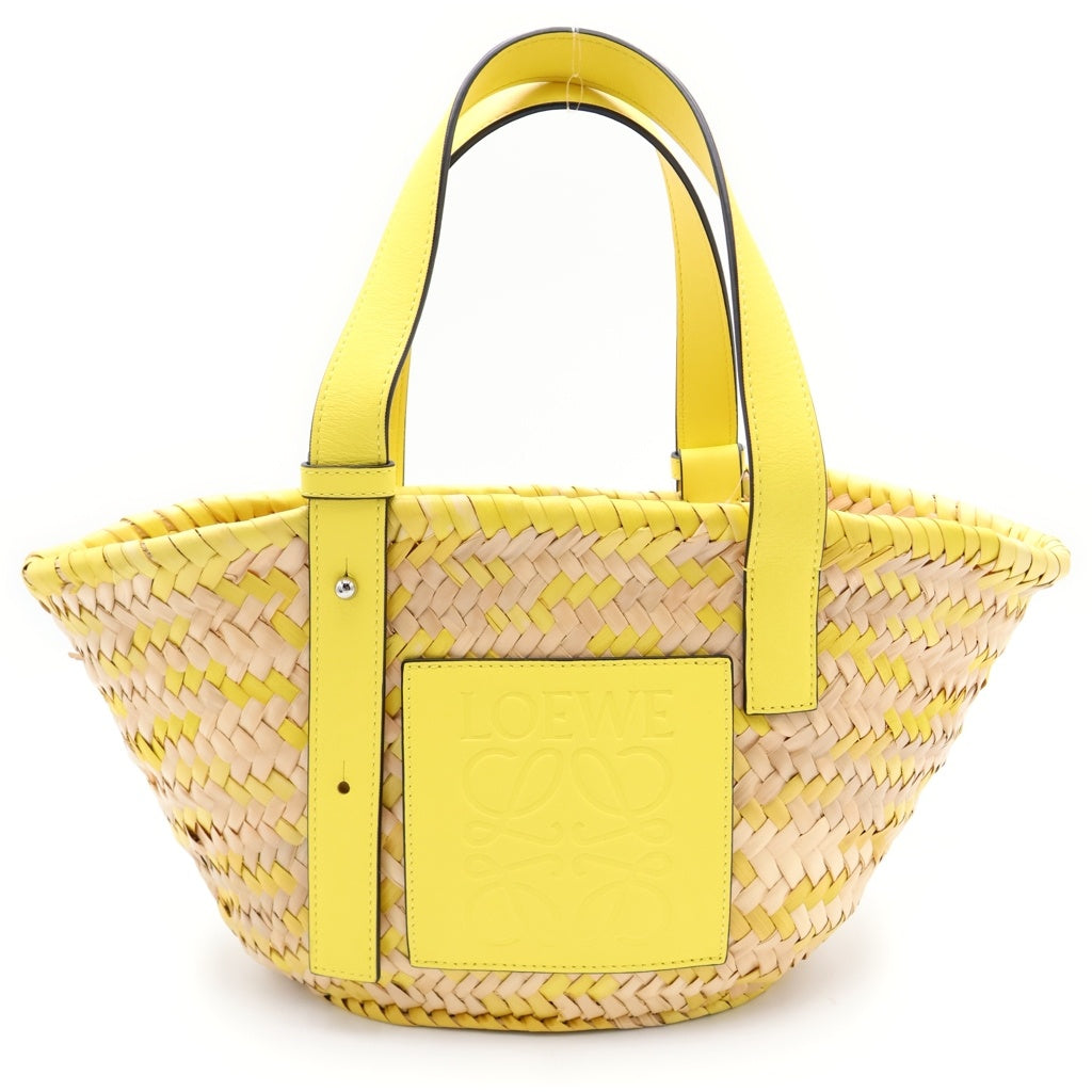 LOEWE(ロエベ) バスケットバッグ かごバッグ ハンドバッグ ベージュ×イエロー ラフィア×レザー レディース
