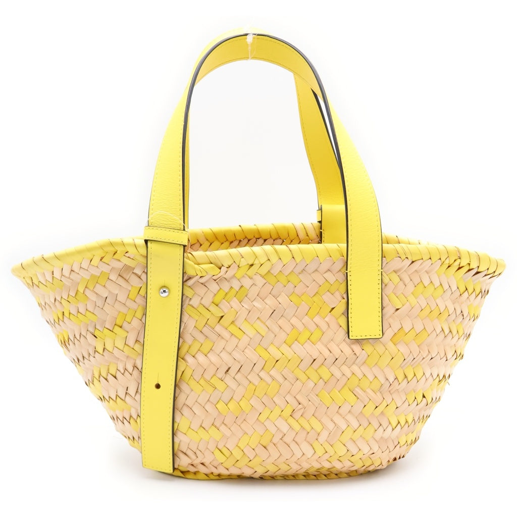 LOEWE(ロエベ) バスケットバッグ かごバッグ ハンドバッグ ベージュ×イエロー ラフィア×レザー レディース