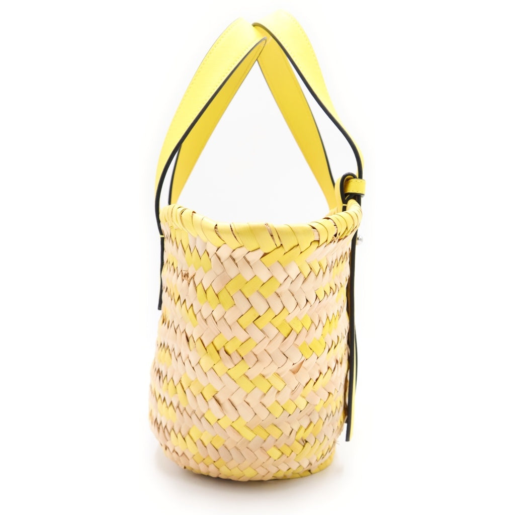 LOEWE(ロエベ) バスケットバッグ かごバッグ ハンドバッグ ベージュ×イエロー ラフィア×レザー レディース