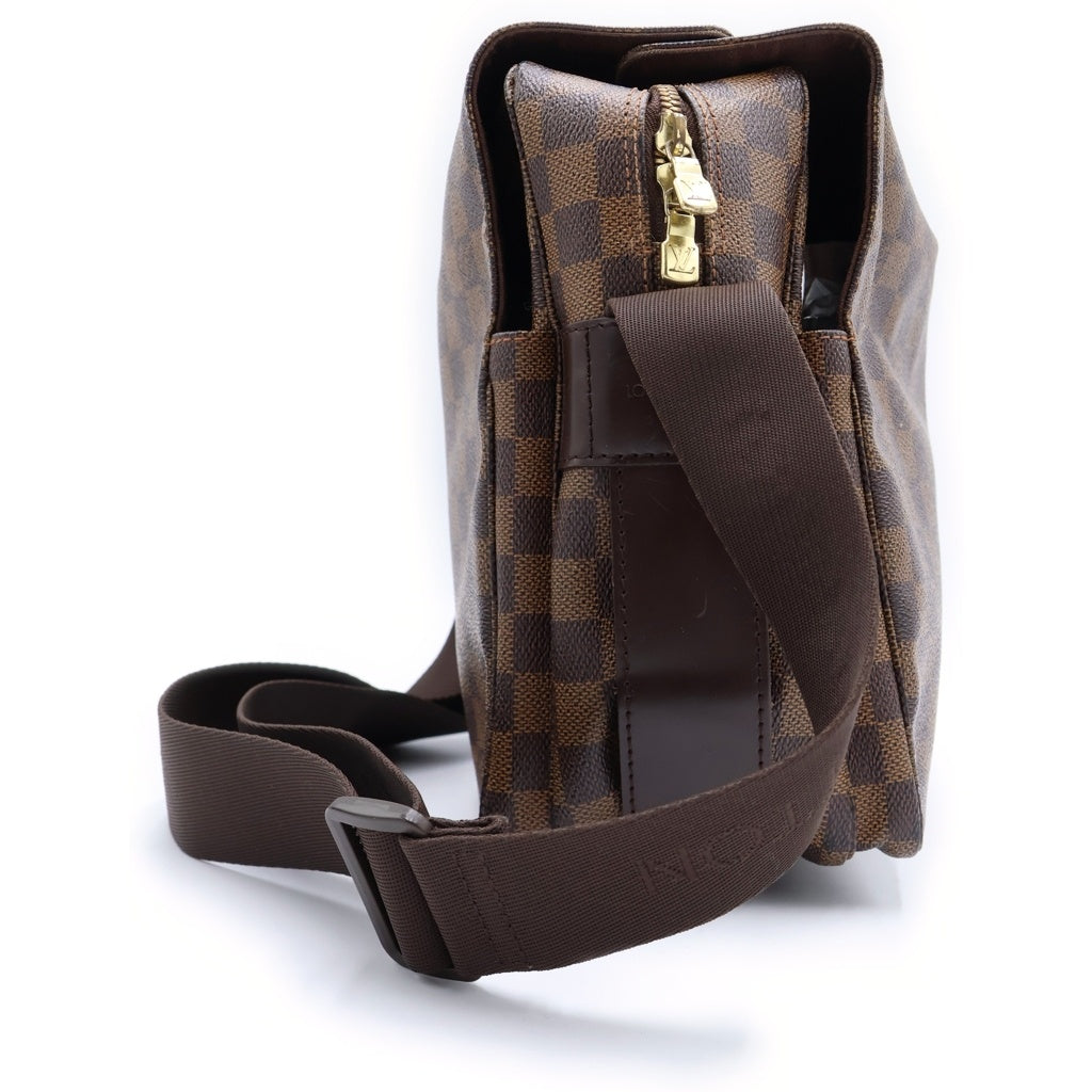 LOUIS VUITTON(ルイヴィトン) ダミエ ナヴィグリオ ショルダーバッグ ブラウン レザー×PVC N45255 ゴールド金具 レディース