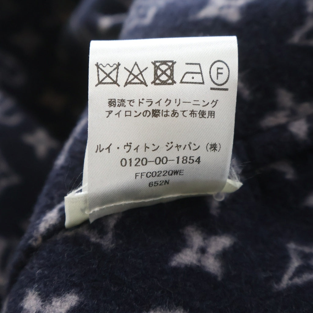 LOUIS VUITTON(ルイヴィトン) 裏地モノグラム総柄 ウール シルク フーデッド ラップコート ネイビー レディース FFC022QWE