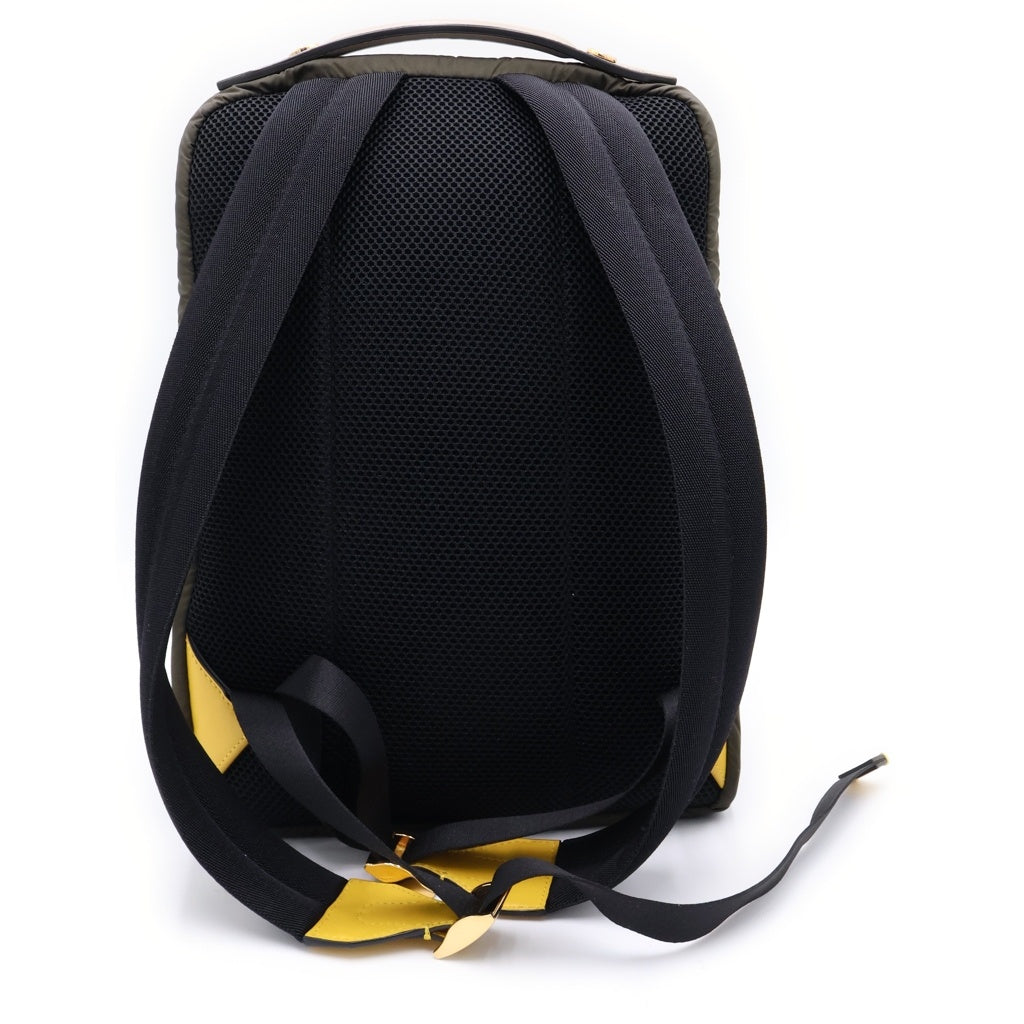 FENDI(フェンディ) ズッカ バックパック リュックサック カーキ×ブラック マルチカラー ナイロン×レザー 7VZ047 ゴールド金具