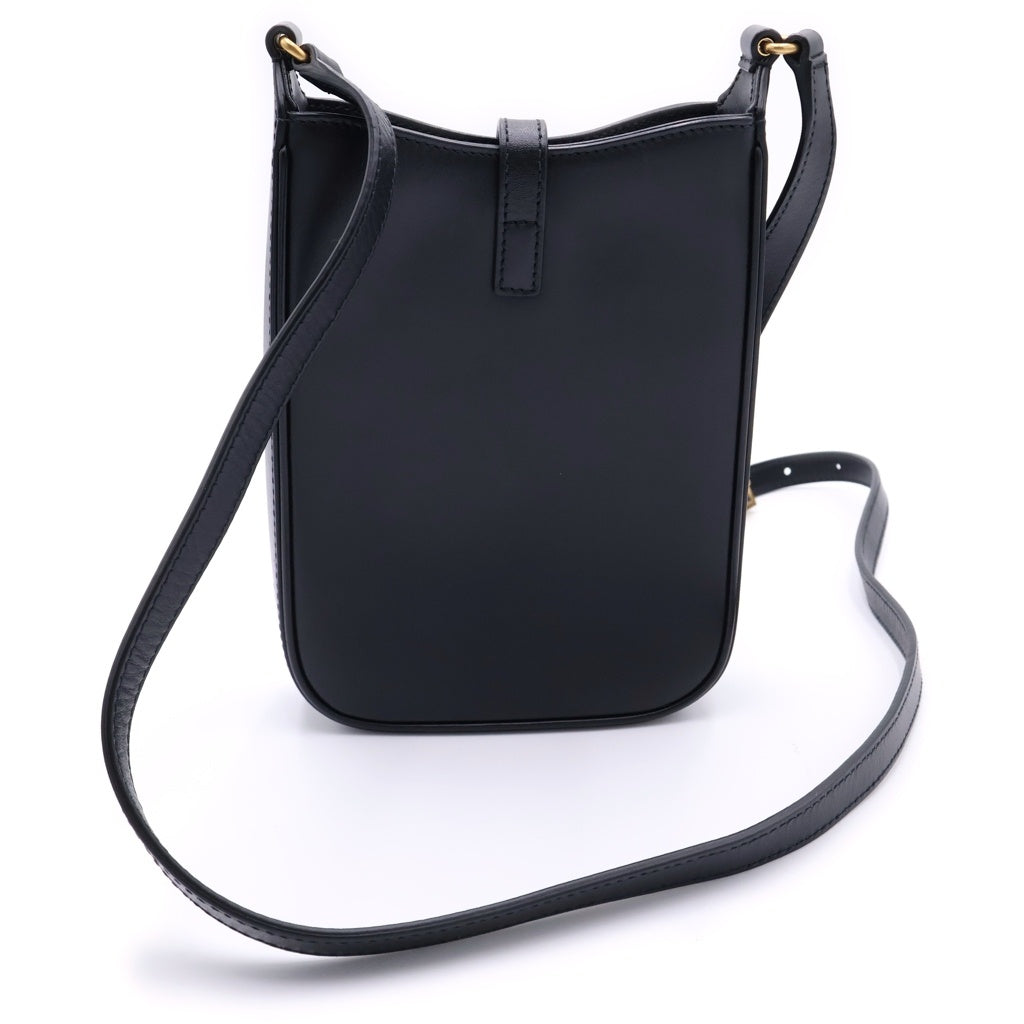 SAINT LAURENT PARIS(サンローランパリ) サンローラン ショルダーバッグ ミニバッグ フォンショルダー ブラック カーフスキン 735214 ゴールド金具 レディース