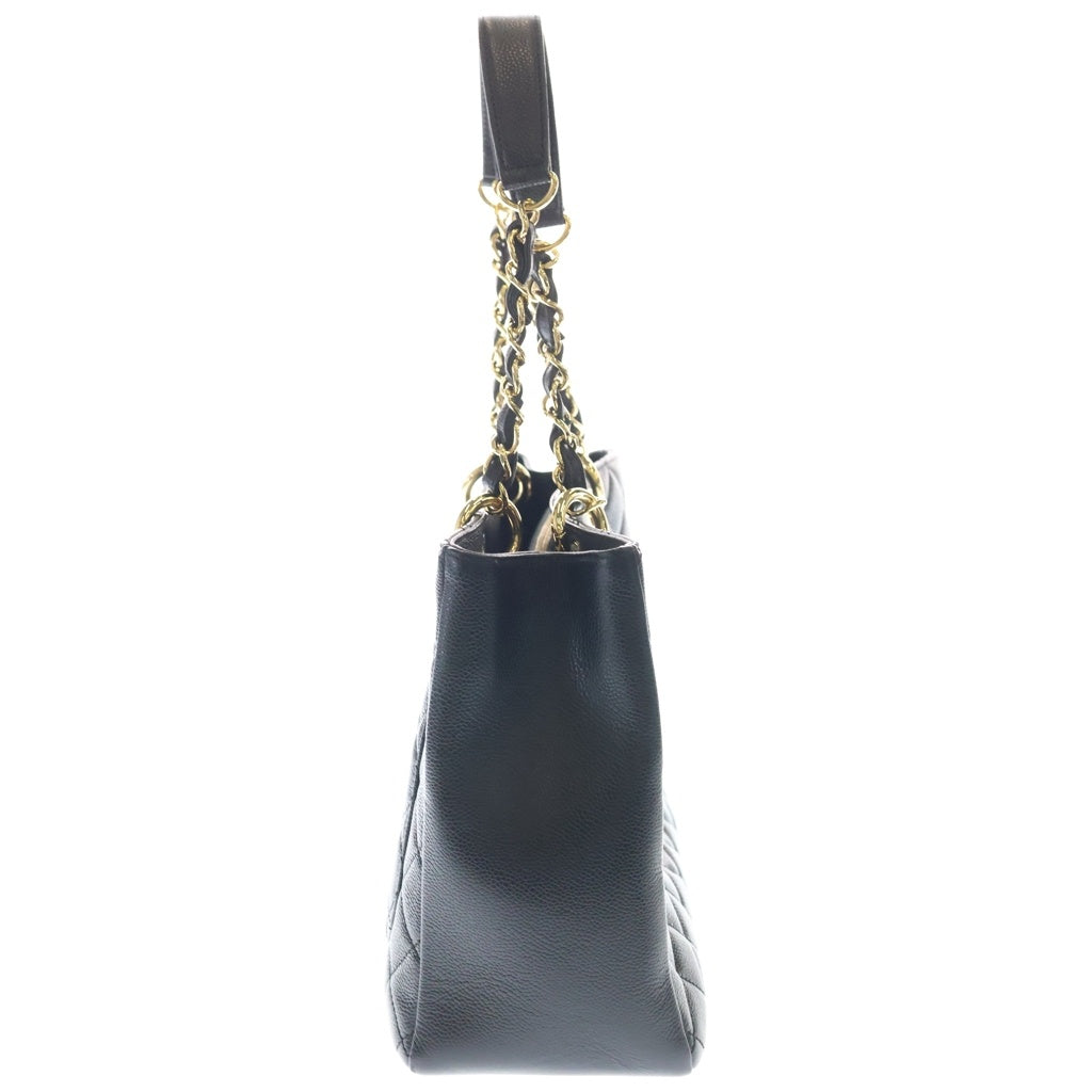 CHANEL(シャネル) マトラッセ ココマーク キャビアスキン レザー チェーン トートバッグ ゴールド金具 ブラック 18番台 A50995 レディース