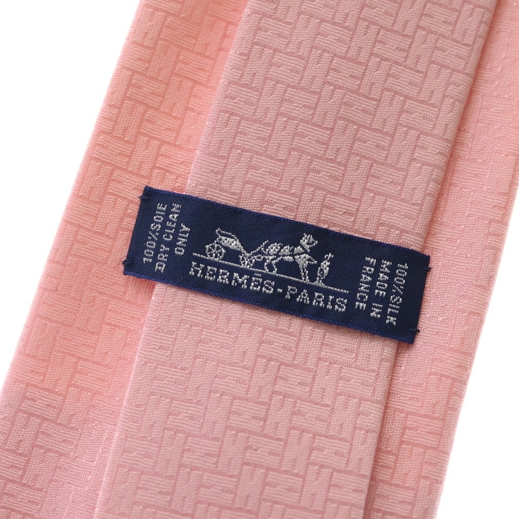 HERMES(エルメス) H刺繍ネクタイ ピンク シルク