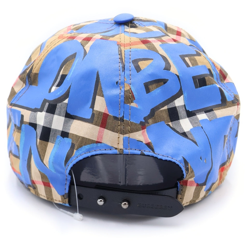 BURBERRY(バーバリー) ノバチェック グラフィティ キャップ ブラウン×ブルー キャンバス 4074817 M