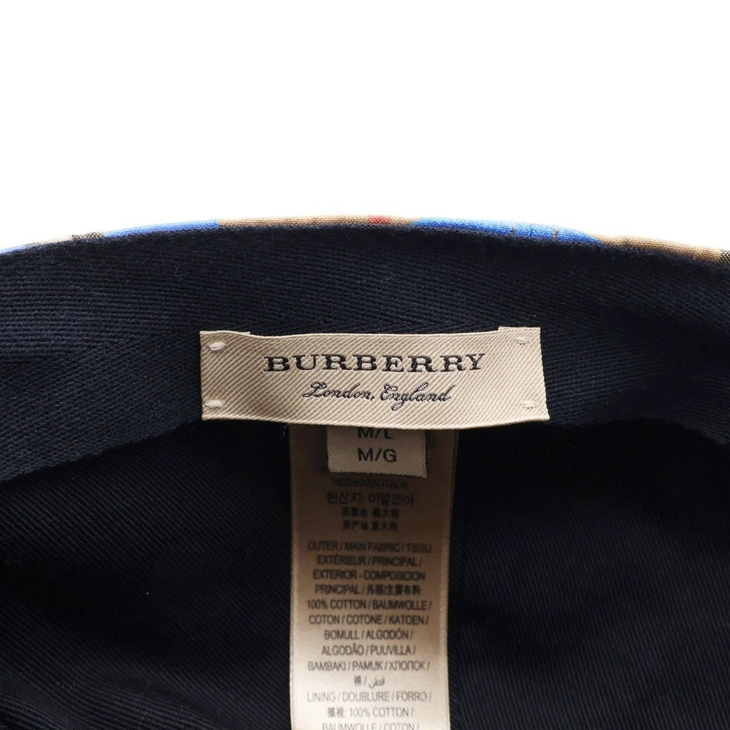 BURBERRY(バーバリー) ノバチェック グラフィティ キャップ ブラウン×ブルー キャンバス 4074817 M