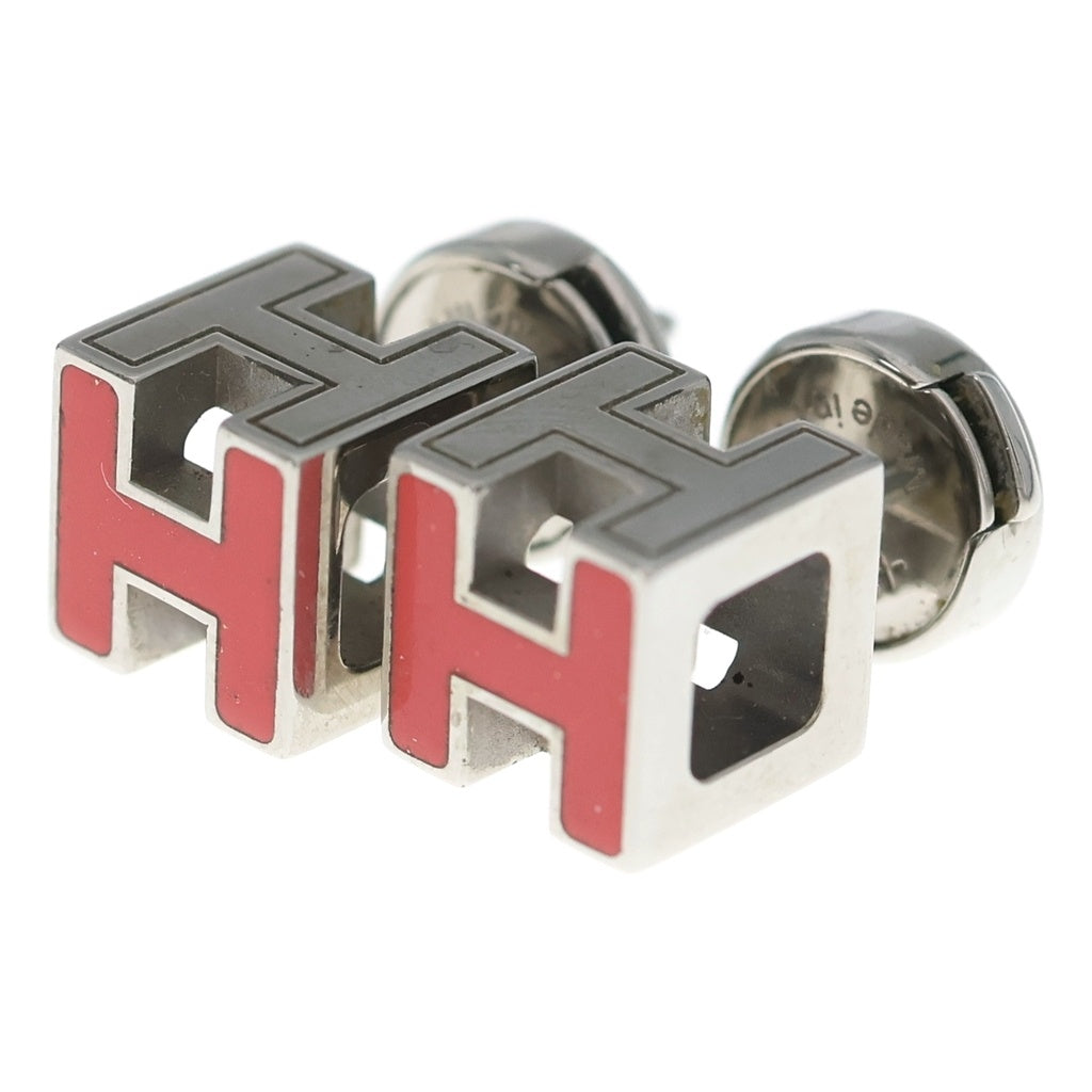HERMES(エルメス) Hキューブ ピアス ピンク シルバー メタル レディース