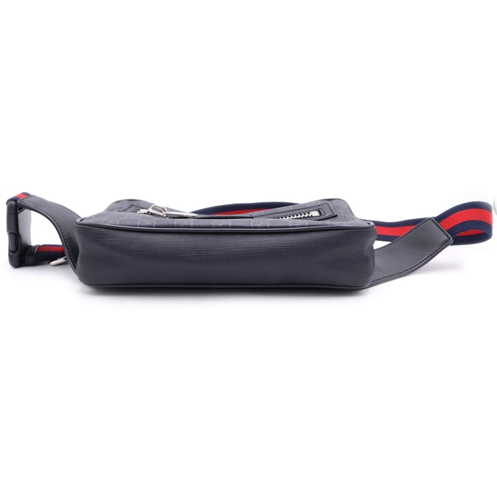 GUCCI(グッチ) GGスプリーム ウエストポーチ ブラック PVC×レザー 474293 レディース
