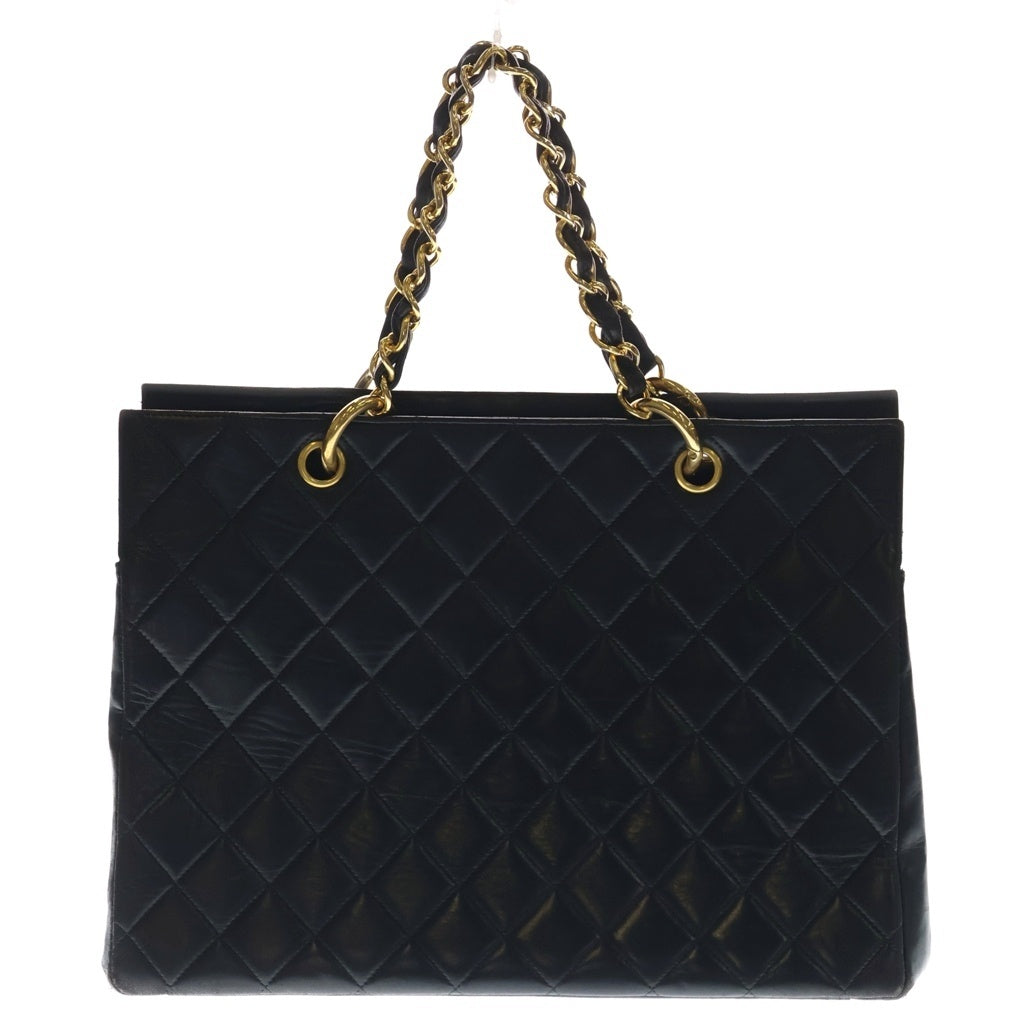 CHANEL(シャネル) マトラッセ ココマーク チェーントートバッグ ラムスキン ブラック ゴールド金具 レディース