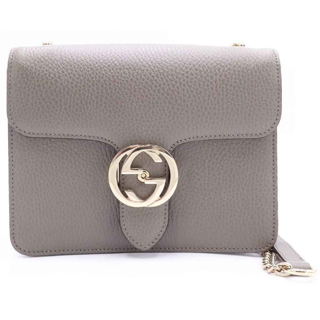 GUCCI(グッチ) インターロッキング チェーンショルダー レザー グレー 510304 レディース