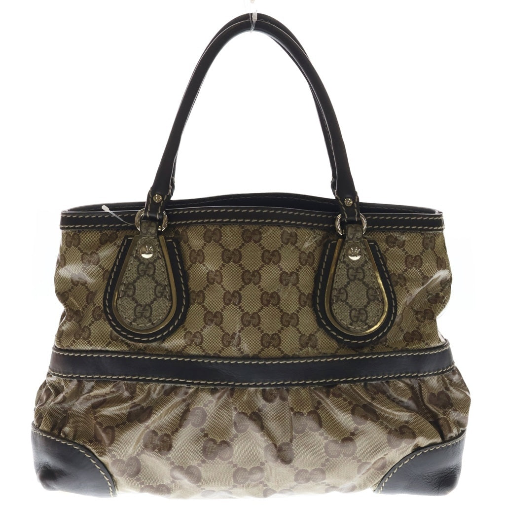 GUCCI(グッチ) GGクリスタル ハンドバッグ ブラウン系 コーティングキャンバス×レザー 223964 レディース