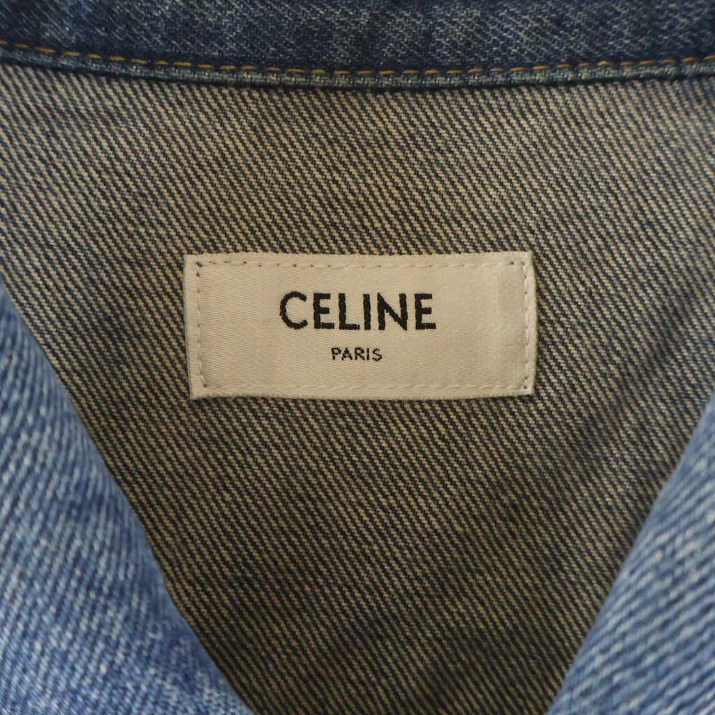 CELINE(セリーヌ) エンブロイダリー スタッズ トラッカーデニムベスト インディゴブルー #L