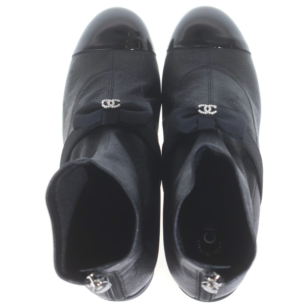 CHANEL(シャネル) 23SS ココマークリボン パール ショートブーツ ブラック レディース G40099
