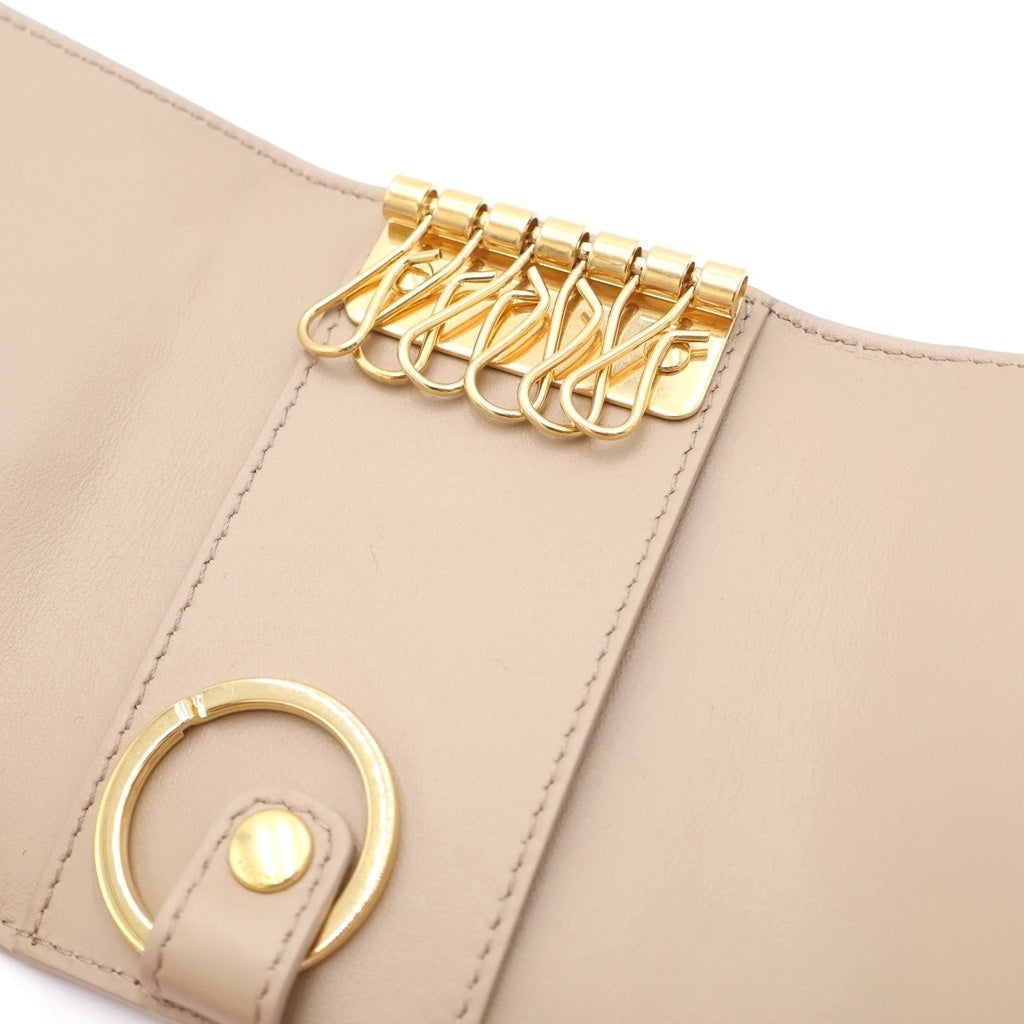 CELINE(セリーヌ) トリオンフ キーケース 6連 キーリング ベージュ シャイニーカーフスキン ゴールド金具