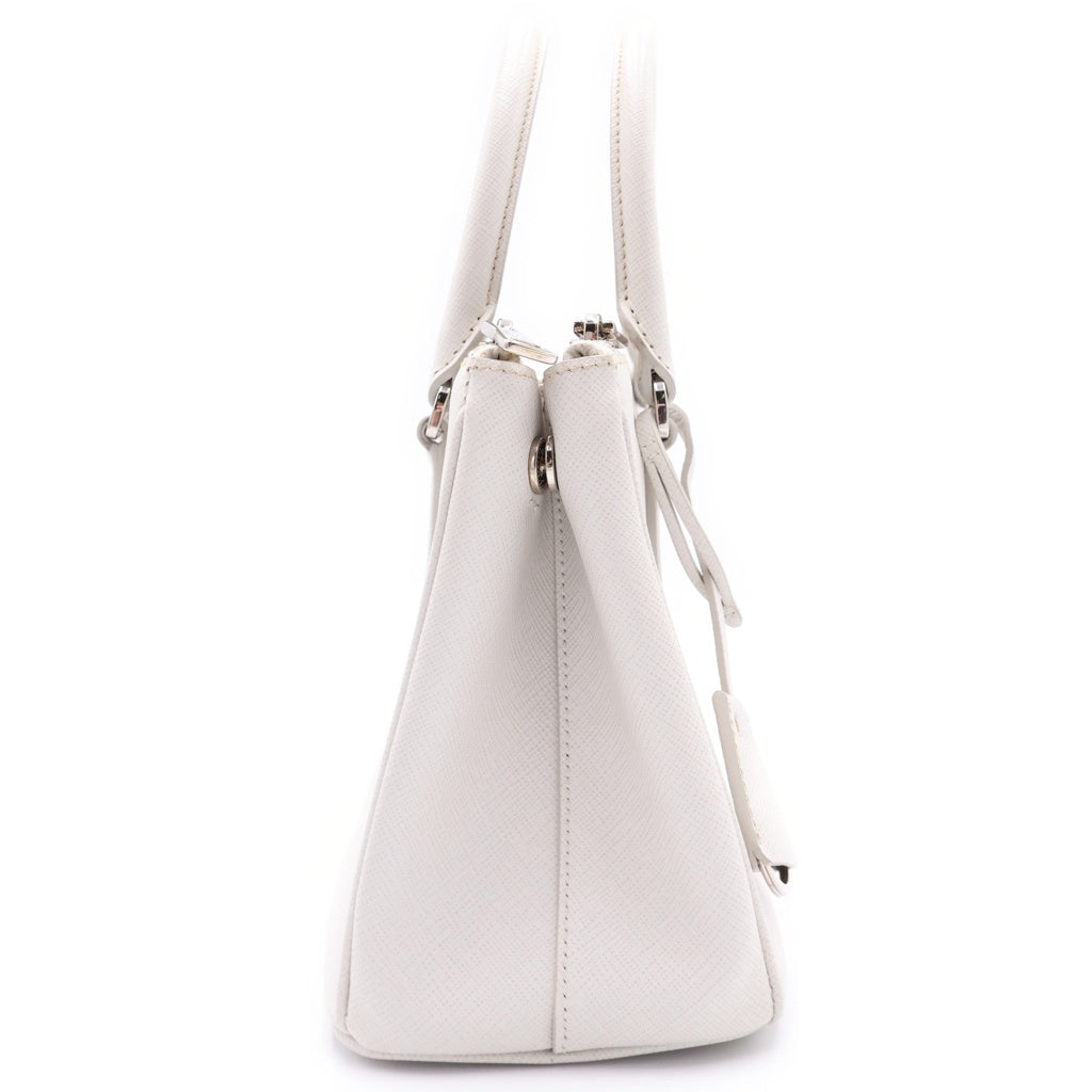 PRADA(プラダ) ガレリア 2WAYショルダーバッグ ハンドバッグ ホワイト レザー 1BA896 シルバー金具 レディース