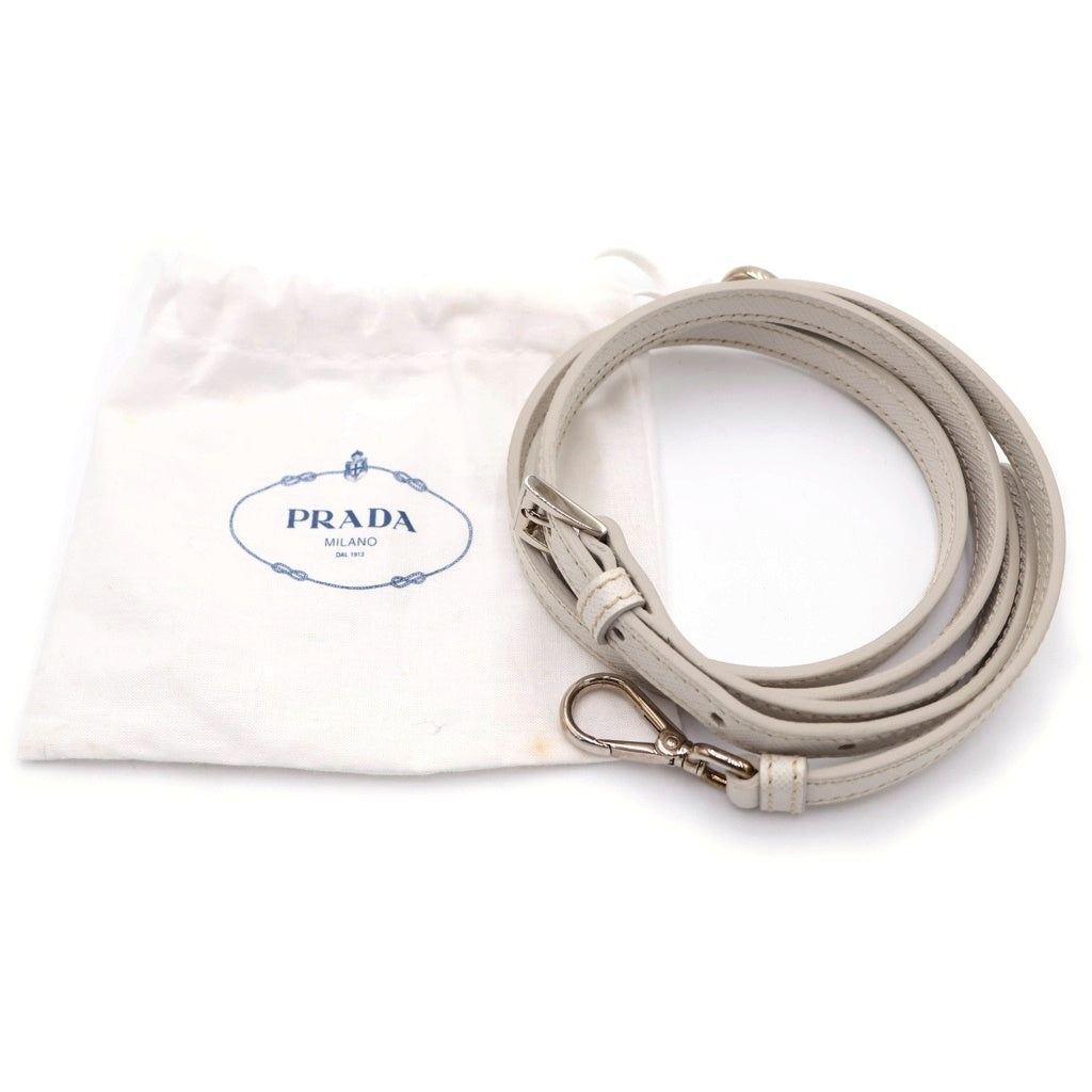 PRADA(プラダ) ガレリア 2WAYショルダーバッグ ハンドバッグ ホワイト レザー 1BA896 シルバー金具 レディース