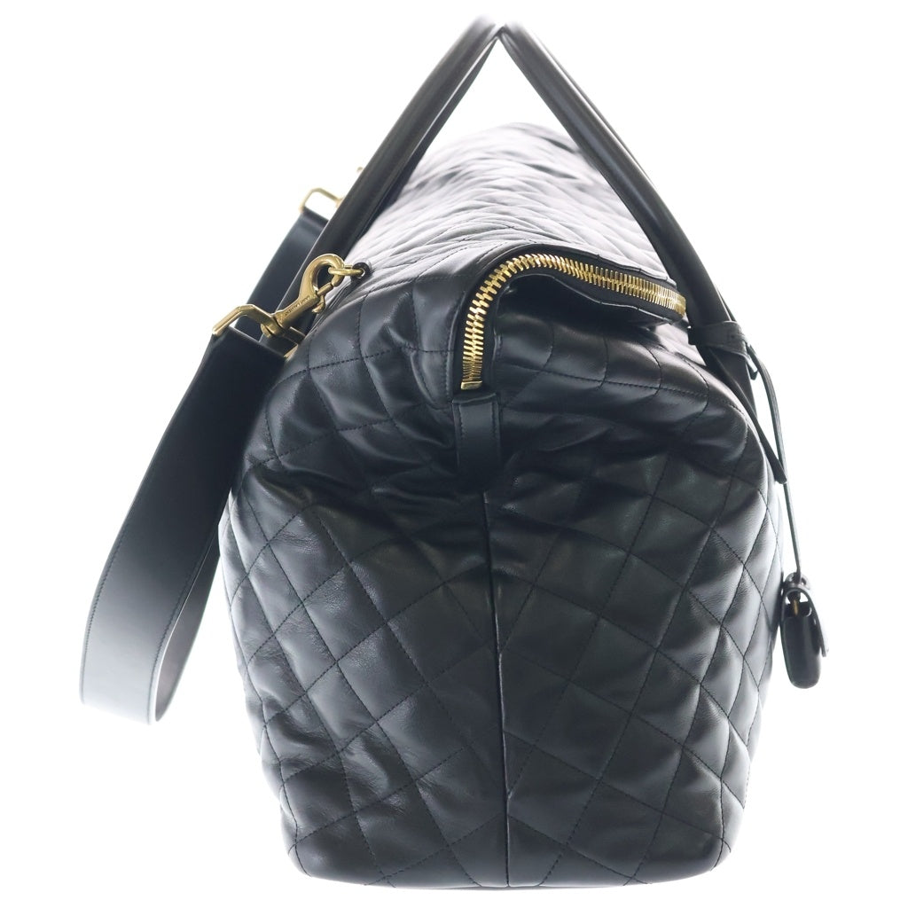 SAINT LAURENT PARIS(サンローランパリ) ESジャイアント ボストンバッグ ハンドバッグ ショルダーバッグ 2WAYバッグ ブラック レザー ゴールド金具