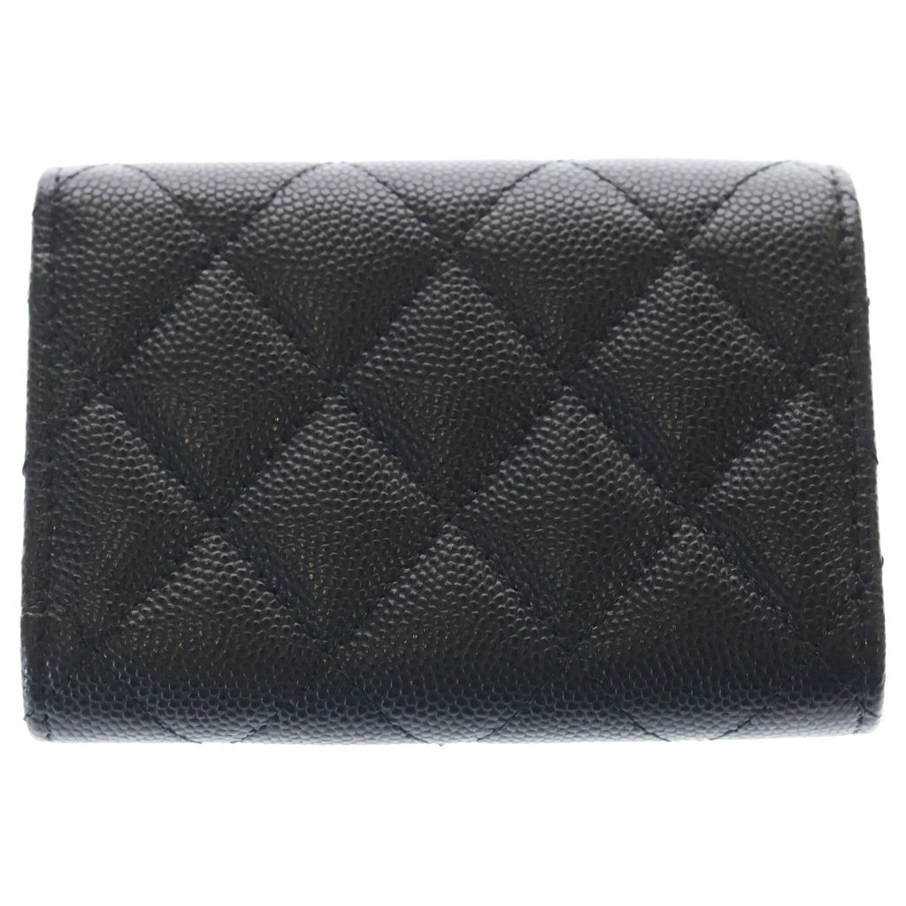 CHANEL(シャネル) マトラッセ ハート スペード コンパクトウォレット 三つ折り財布 コインケース ブラック キャビアスキン AP3081 ゴールド金具 レディース