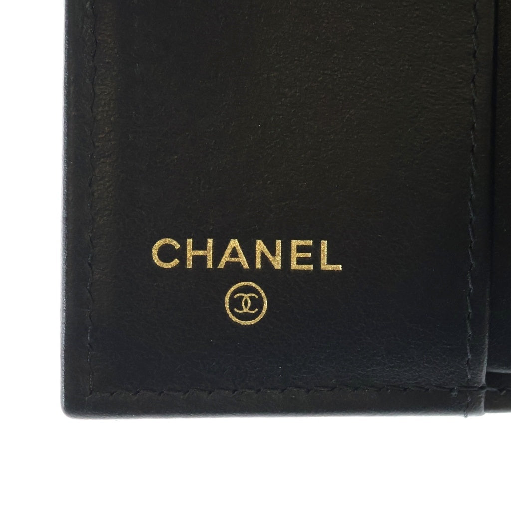 CHANEL(シャネル) マトラッセ ハート スペード コンパクトウォレット 三つ折り財布 コインケース ブラック キャビアスキン AP3081 ゴールド金具 レディース