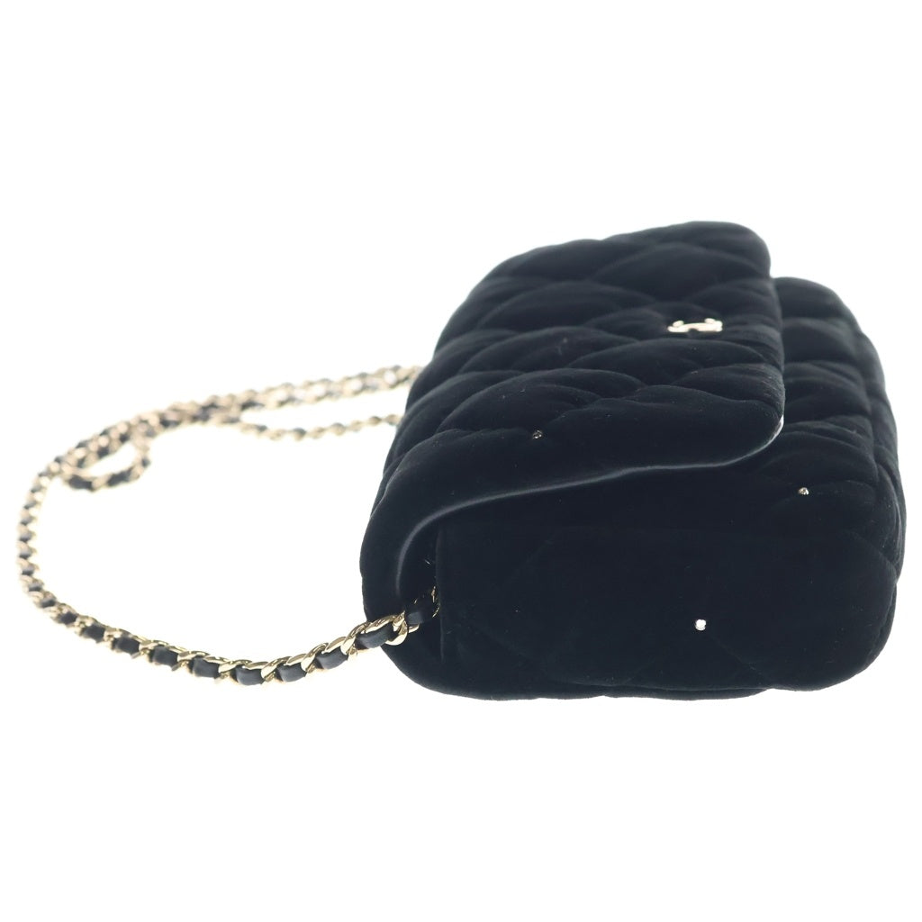 CHANEL(シャネル) プレコレクション チェーンショルダーバッグ ブラック ベルベット×ストラス シルバー金具 レディース