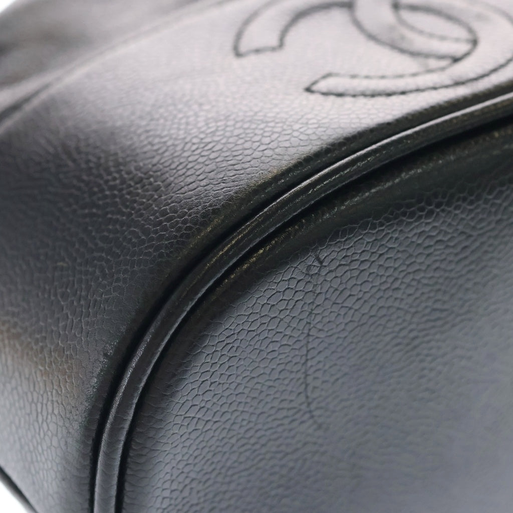 CHANEL(シャネル) ココマーク 巾着バッグ ハンドバッグ ブラック キャビアスキン ゴールド金具 レディース