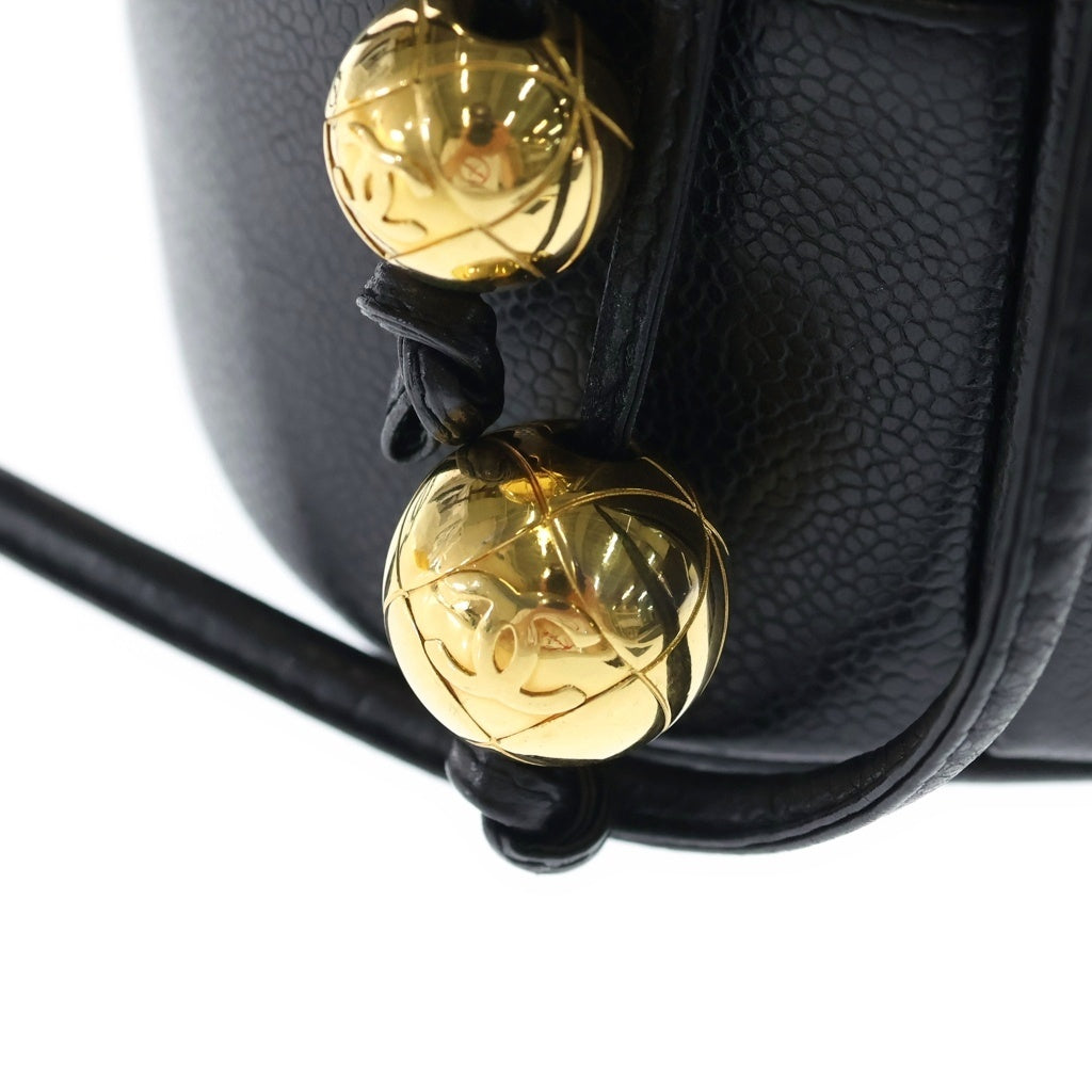 CHANEL(シャネル) ココマーク 巾着バッグ ハンドバッグ ブラック キャビアスキン ゴールド金具 レディース
